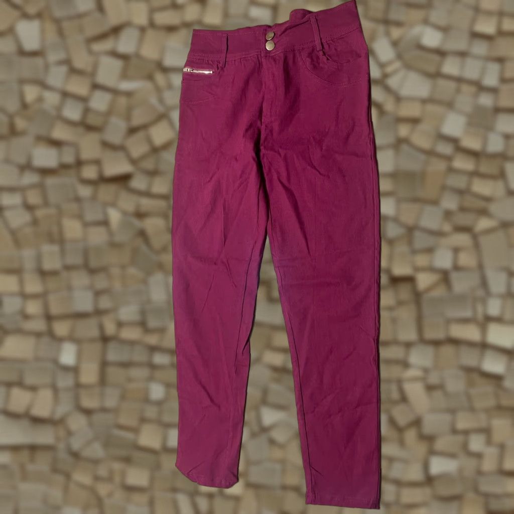 Vintage Bottom Sharp Pants Women's Large Red Skinny Zip Pockets Casual Travel Size 36" / US 14 / IT 50 - 1 Thumbnail