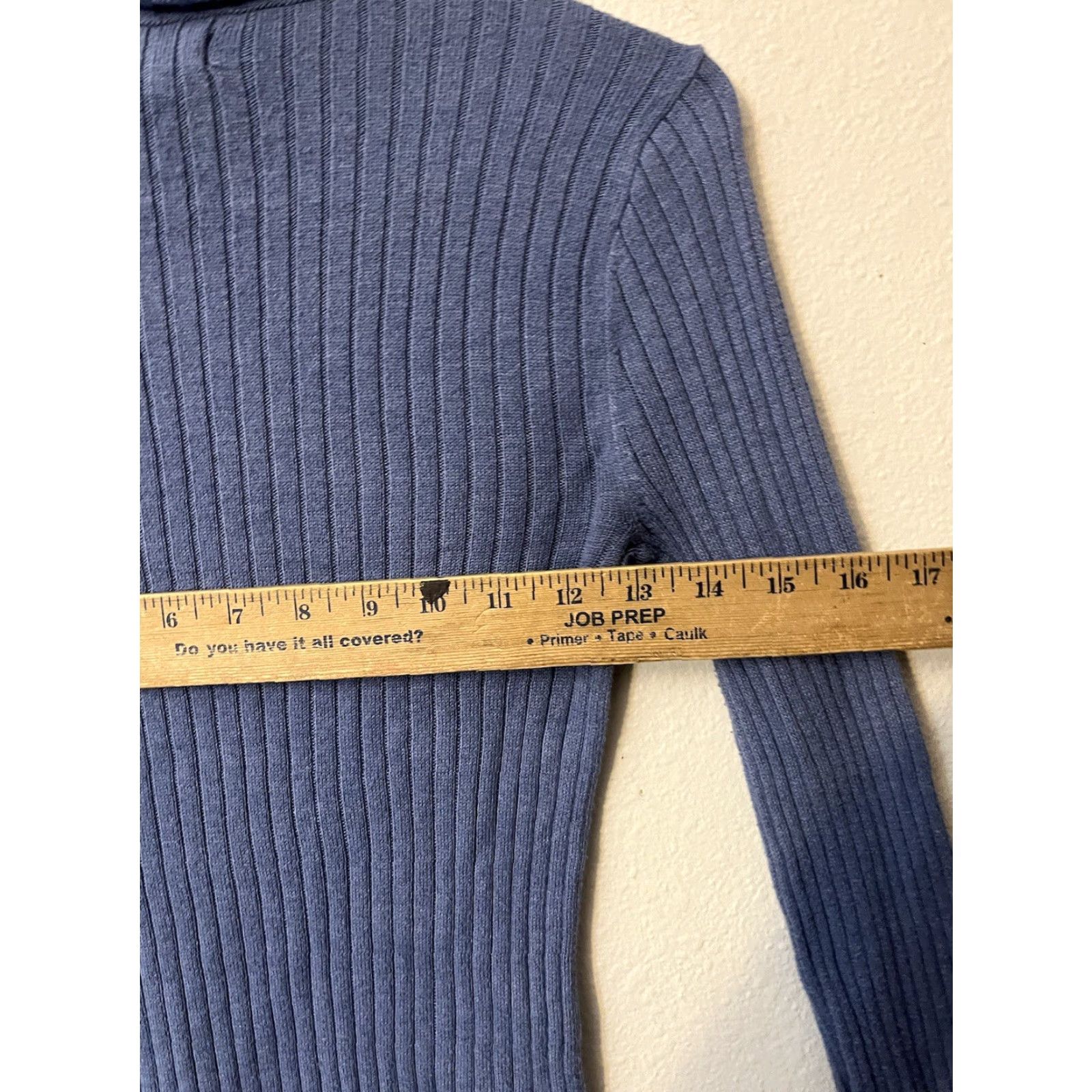 American Eagle Outfitters American Eagle Outfitters Shirt M Cotton, Polyester, Spandex Blue Turtleneck Ribbed Slim Fitted Long Sleeve, Fall, Winter Size M / US 6-8 / IT 42-44 - 4 Thumbnail
