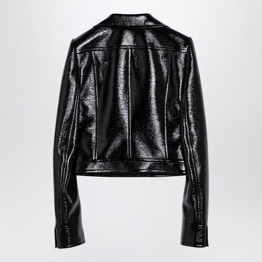 Courreges o1d2blof0824 Shiny Nylon Jacket With Logo in Black Size S / US 4 / IT 40 - 2 Thumbnail