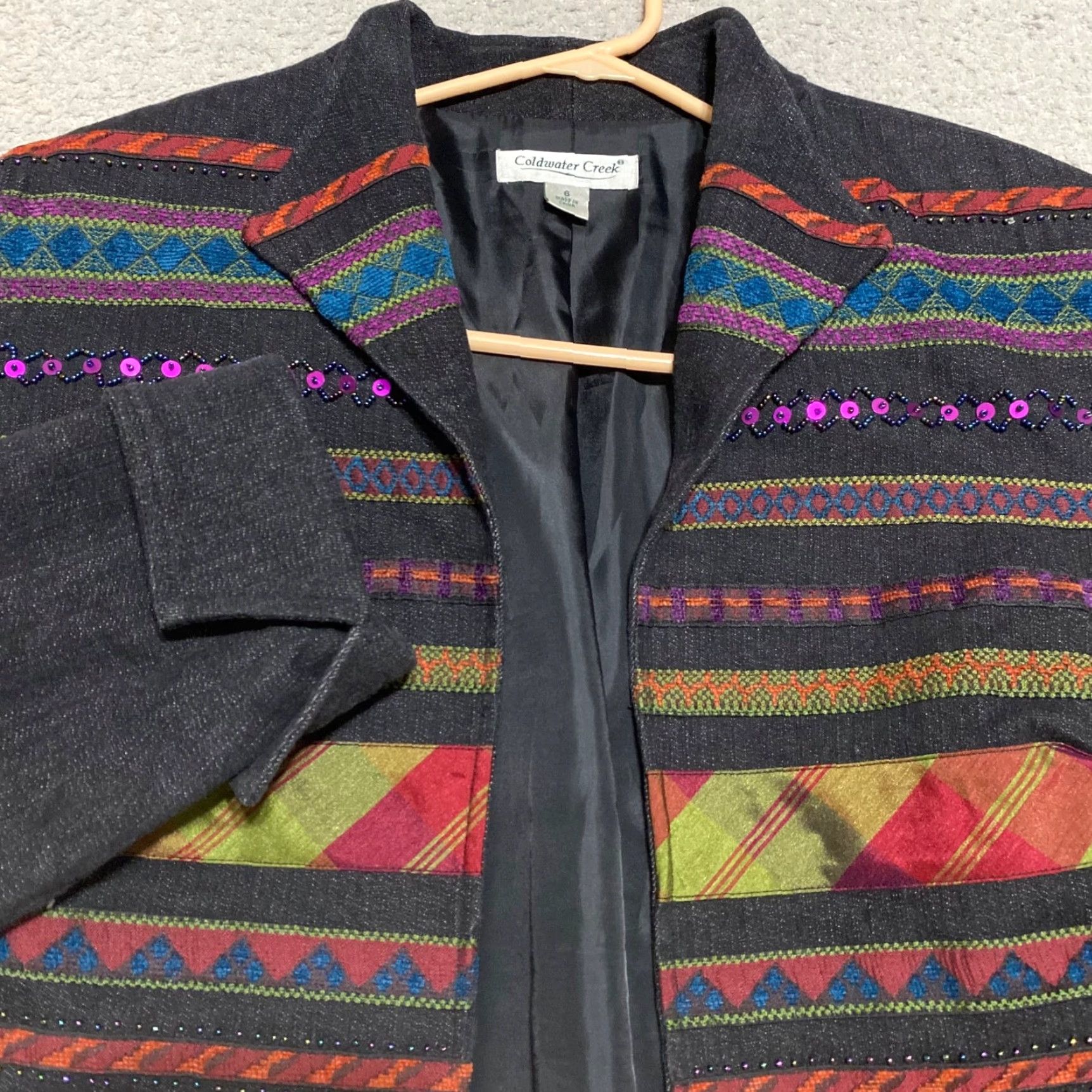 Coldwater Creek Coldwater Creek Womens 6 Blazer Jacket Multicolor Striped Open Front Size M / US 6-8 / IT 42-44 - 5 Thumbnail