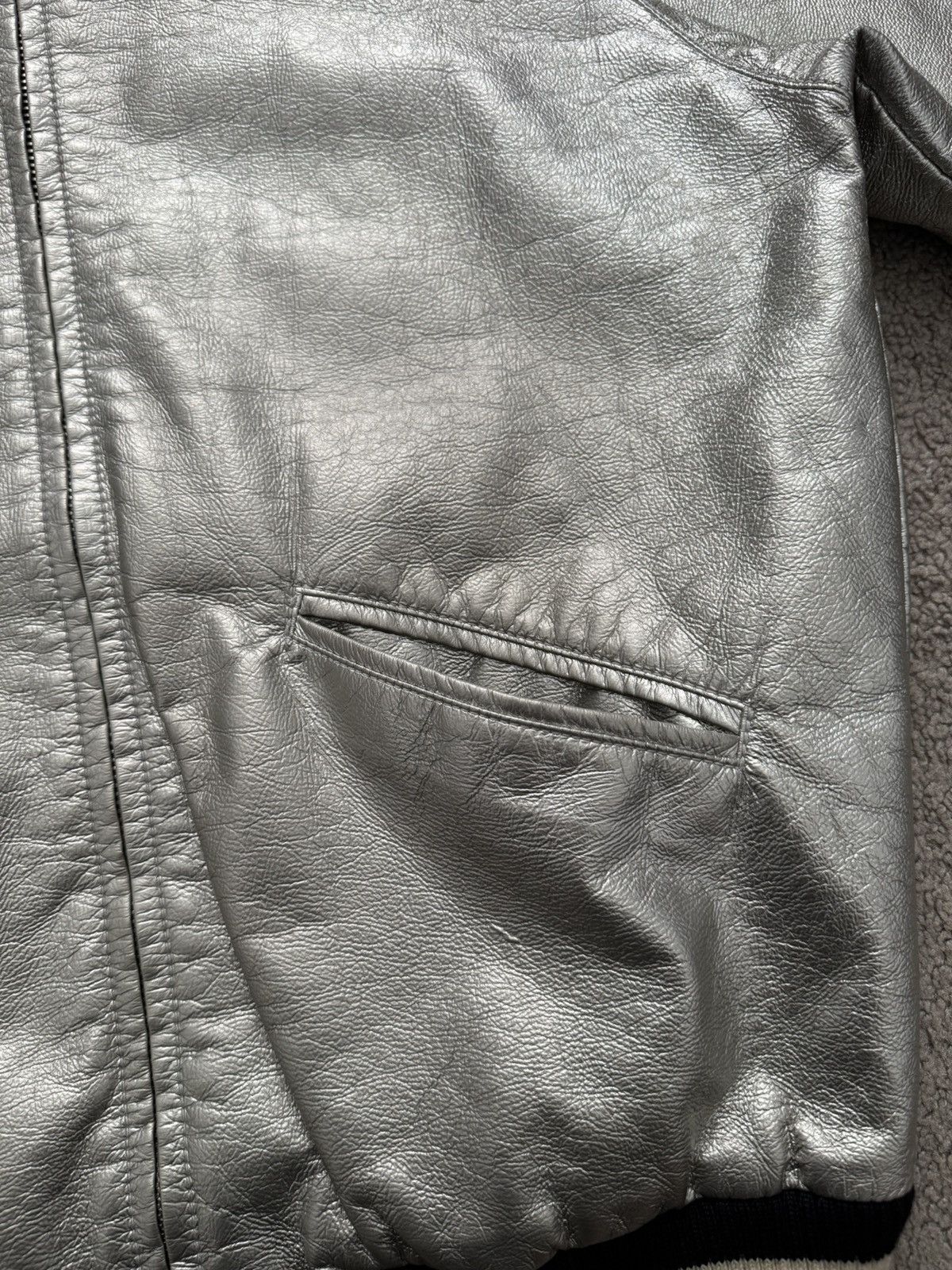 Saint Laurent Paris SS14 Saint Laurent Hedi Slimane Silver Varsity Teddy Jacket Size US S / EU 44-46 / 1 - 3 Thumbnail