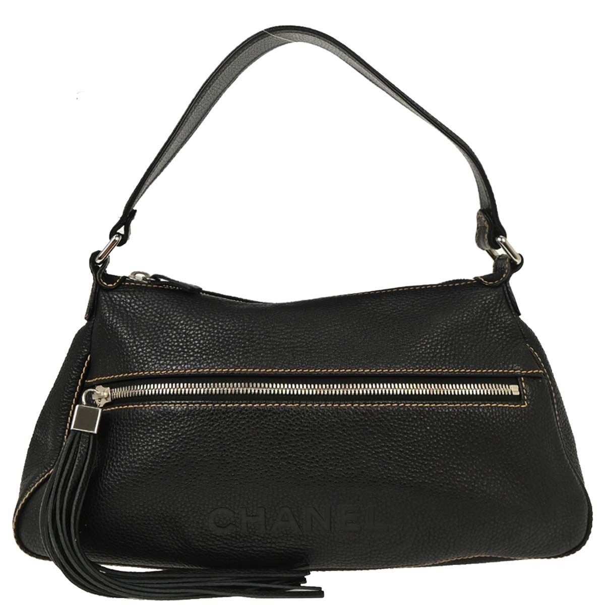 Chanel Chanel Lax Front Zip Bag Pebbled Leather Size ONE SIZE - 1 Thumbnail