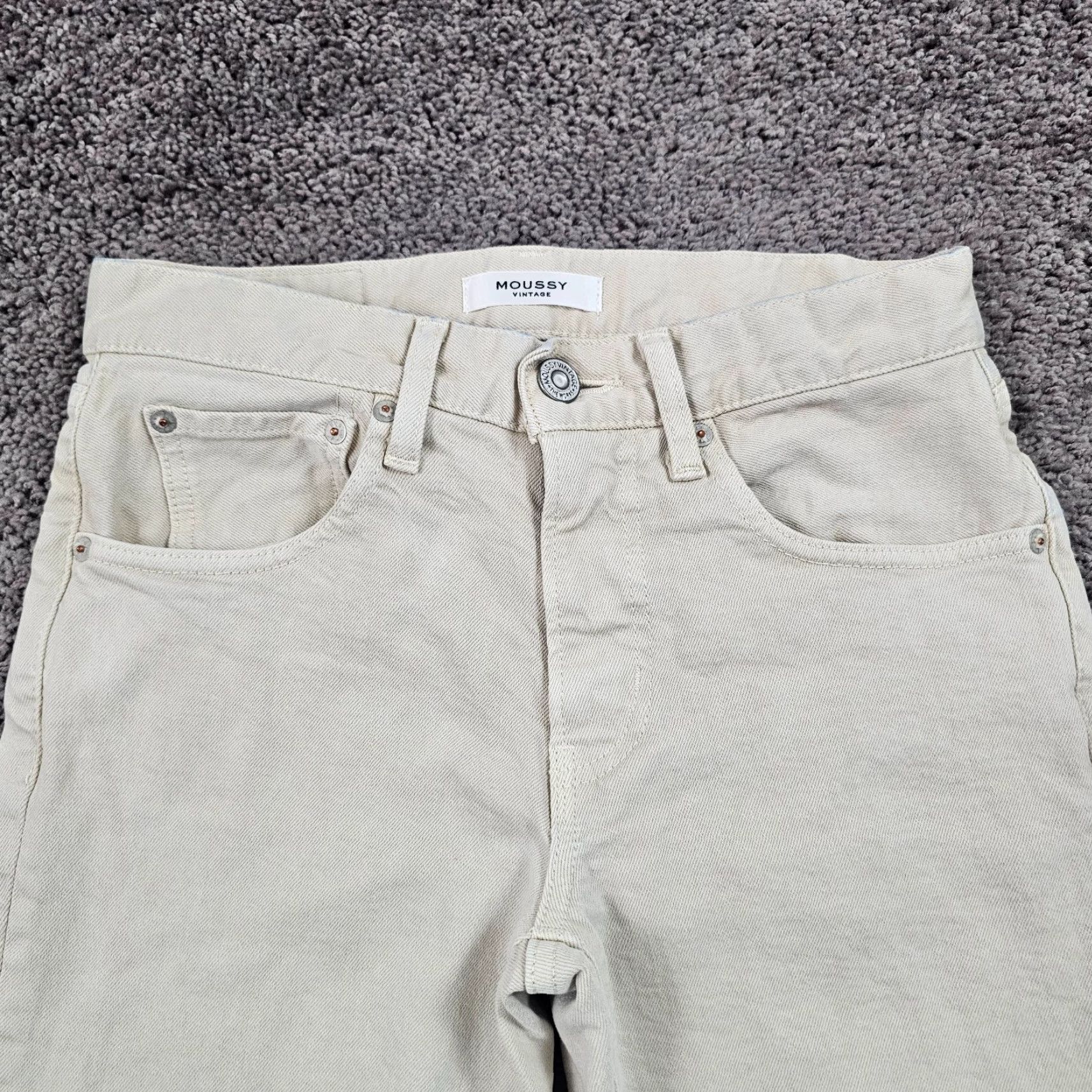 MOUSSY Vintage Moussy Women's Jeans Tapered Mid Rise Stretch 26 Beige Japan Denim 27x27 Size 26" / US 2 / IT 38 - 2 Thumbnail