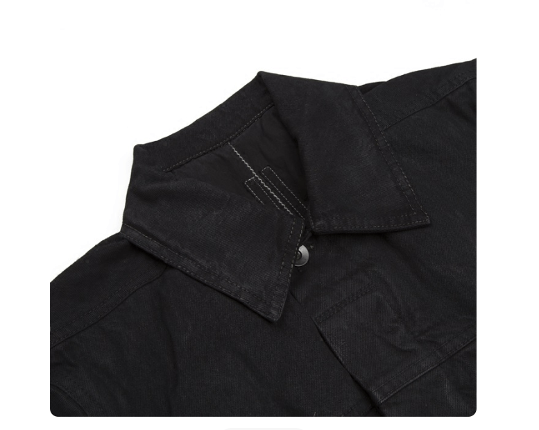 Rick Owens Rick Owens Black Waxed Denim Jacket with Stand Collar Size US M / EU 48-50 / 2 - 4 Thumbnail