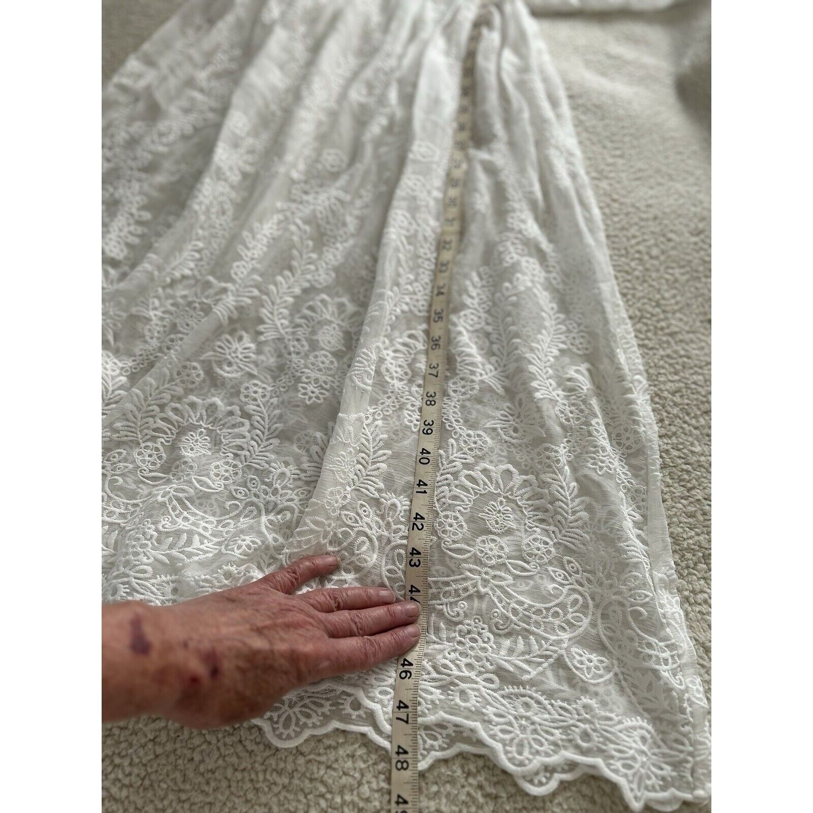 Designer Endless Rose Womens Lace White Midi Dress Long Dolman Sleeve Size L / US 10 / IT 46 - 9 Thumbnail