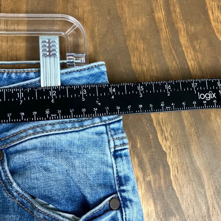 Vintage CAbi Jeans Blue Denim Cinch Mid Rise Bleach Splatter Skinny Stretch 4 5-Pocket Design Womens Size 27" / US 4 / IT 40 - 6 Thumbnail