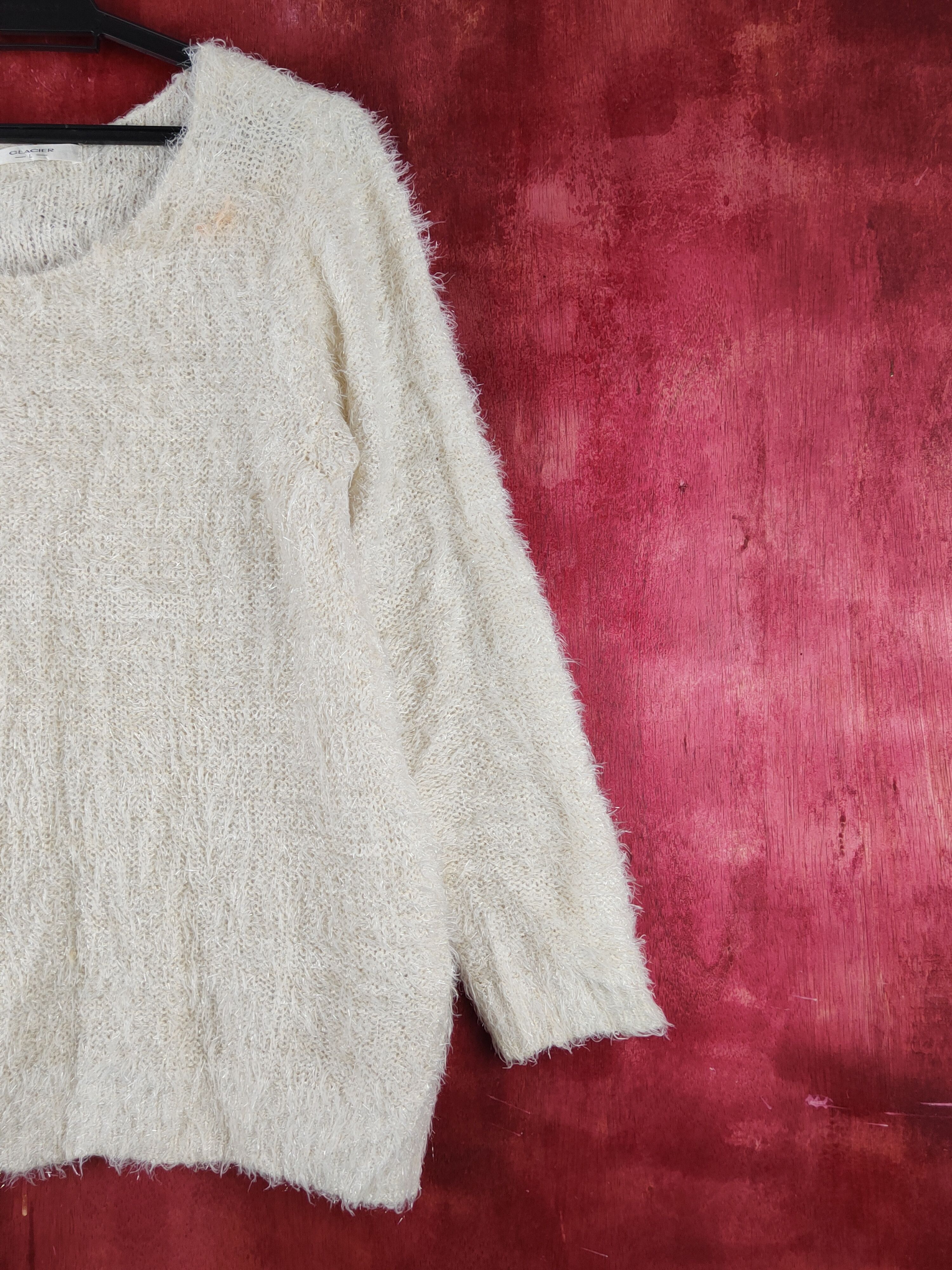 Japanese Brand Glacier Cream Shag Shaggy Fur Mohair Knitwear #S1930 Size M / US 6-8 / IT 42-44 - 5 Thumbnail