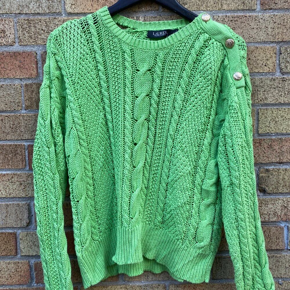 Ralph Lauren Black Label Ralph Lauren BLACK LABEL Cable Knit Sweater Green Large Size L / US 10 / IT 46 - 9 Thumbnail