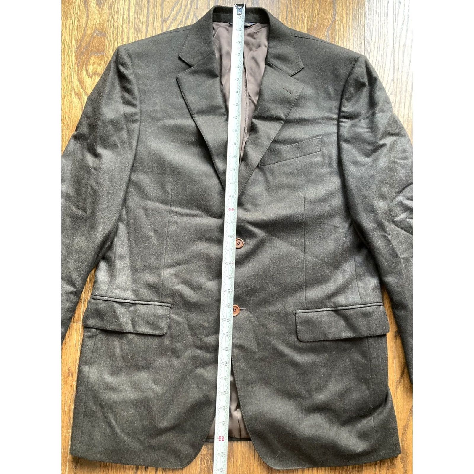 Vintage Trussini Blazer Mens 42R Brown Wool Cashmere Notch Lapel Single-Breasted 2-Button 4-Button Sleeve Italy Made in Italy Regular Size 42R - 7 Thumbnail