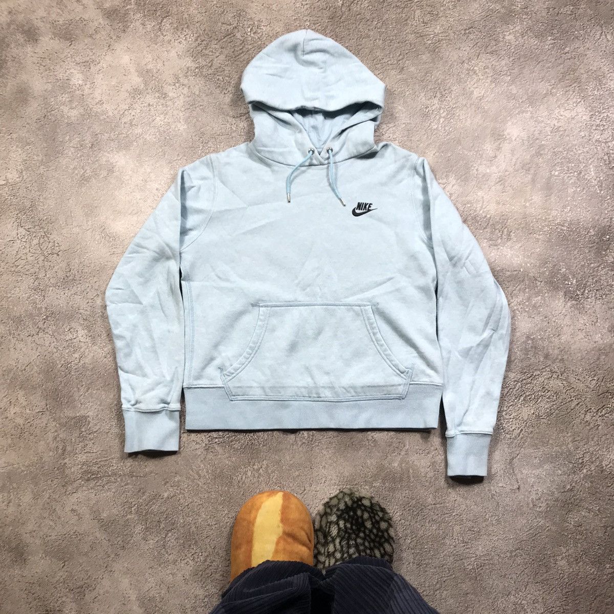 Vintage Vintage Nike Swoosh Hoodie Washed Blue Streetwear 90s Slim M Size M / US 6-8 / IT 42-44 - 1 Thumbnail