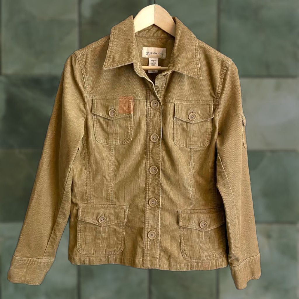 Jones New York Jones New York Women's Brown Stretch Jacket M Medium Collared Button Front Size M / US 6-8 / IT 42-44 - 1 Thumbnail