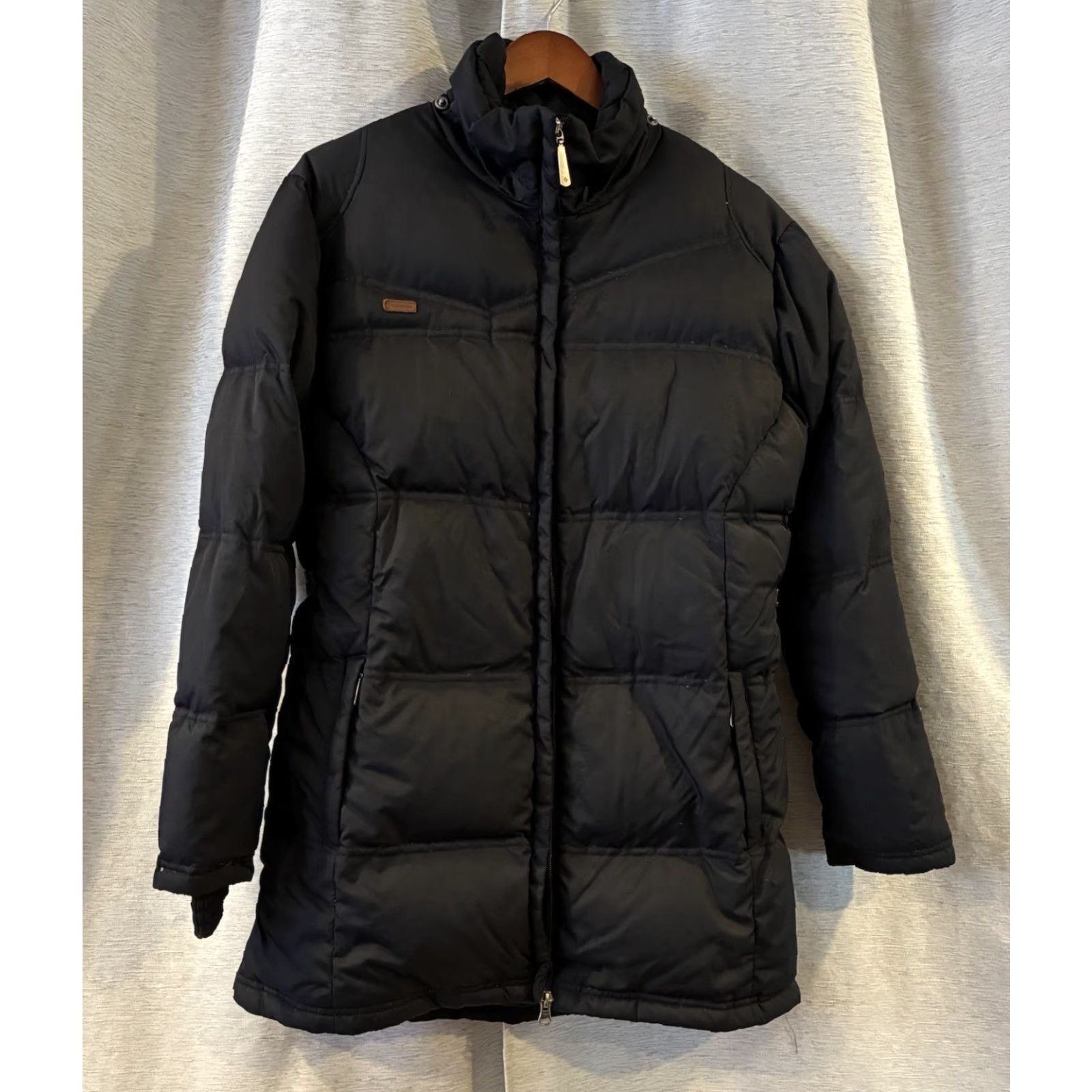 Vintage VINTAGE Columbia XCO Puffer Jacket Womens Coat Large Black Down Filled No Hood Sizable Long Coat Quilted Zipper Pockets Logo Buckle Size L / US 10 / IT 46 - 2 Thumbnail