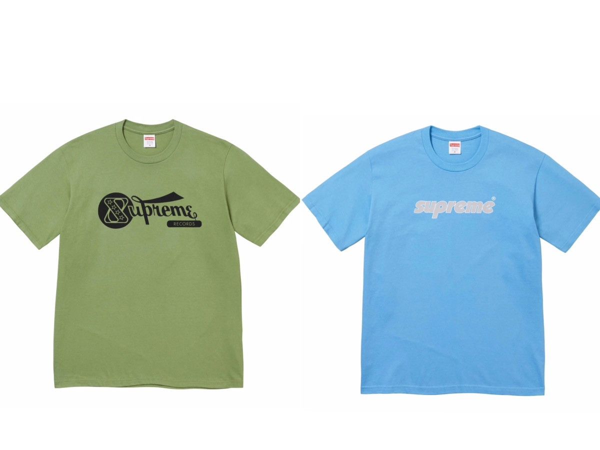 image of Supreme Records And Pinline Tees in Olive, Men's (Size 2XL)