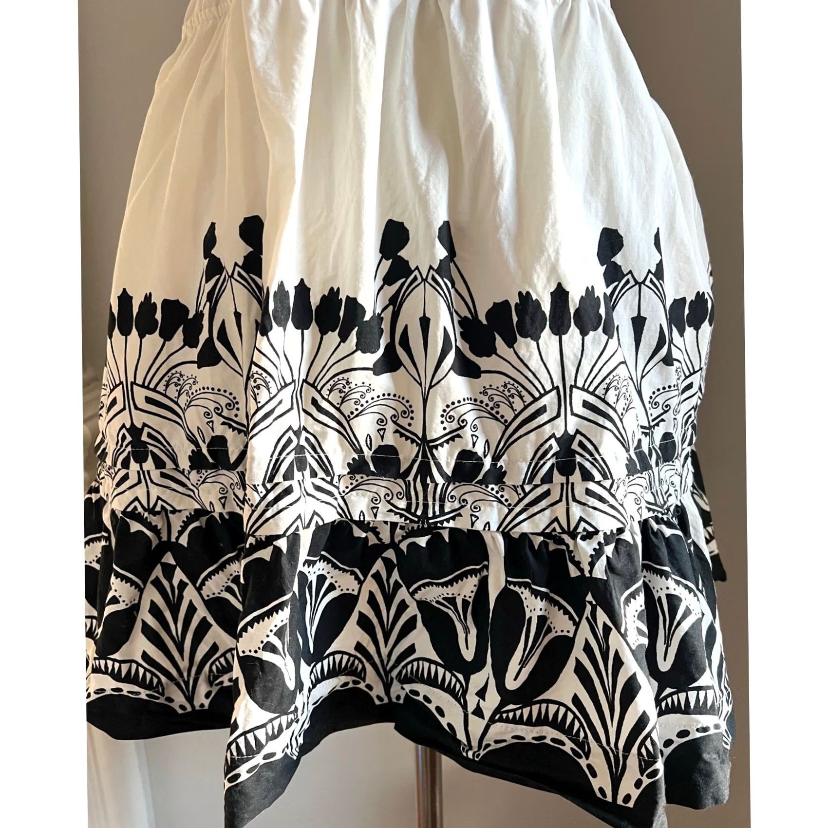 Anthropologie VINTAGE Anthropologie Somerset Strappy Mini Dress Black Ivory Cotton Boho Tiered Sz M Dress Women Mini 26" 16.5" 13" 25" Black Womens Size M / US 6-8 / IT 42-44 - 7 Thumbnail