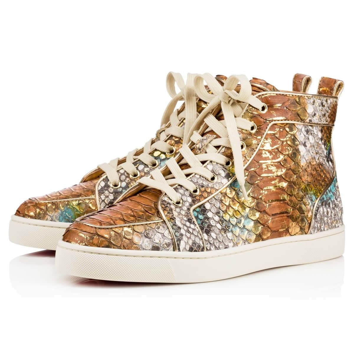 Christian Louboutin Rantus Orlato Flat Multi/Light Gold Python Ecorce ...