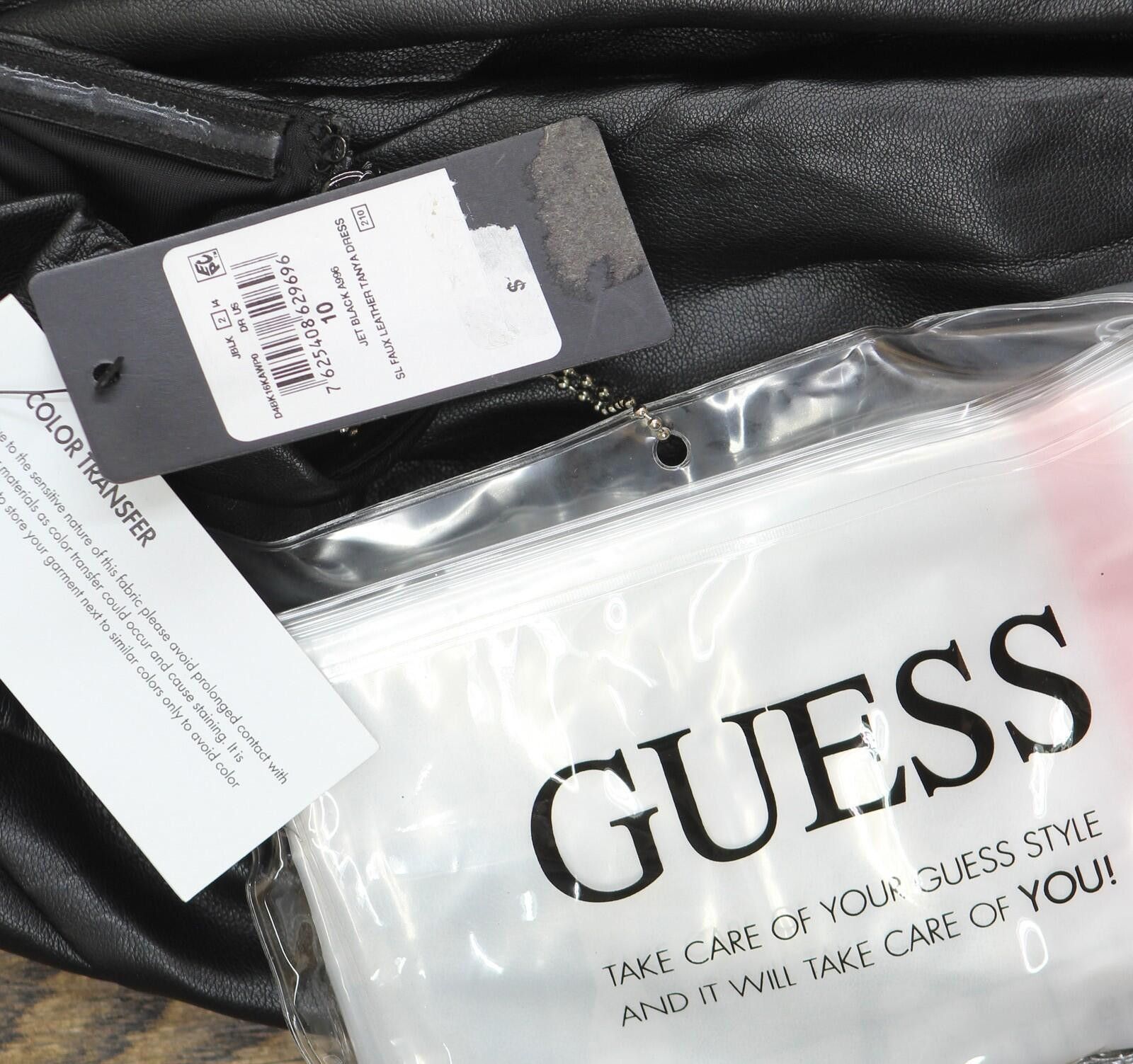 Guess Guess Faux Leather Tanya Strapless Mini Dress Jet Black 10 Size L / US 10 / IT 46 - 3 Thumbnail