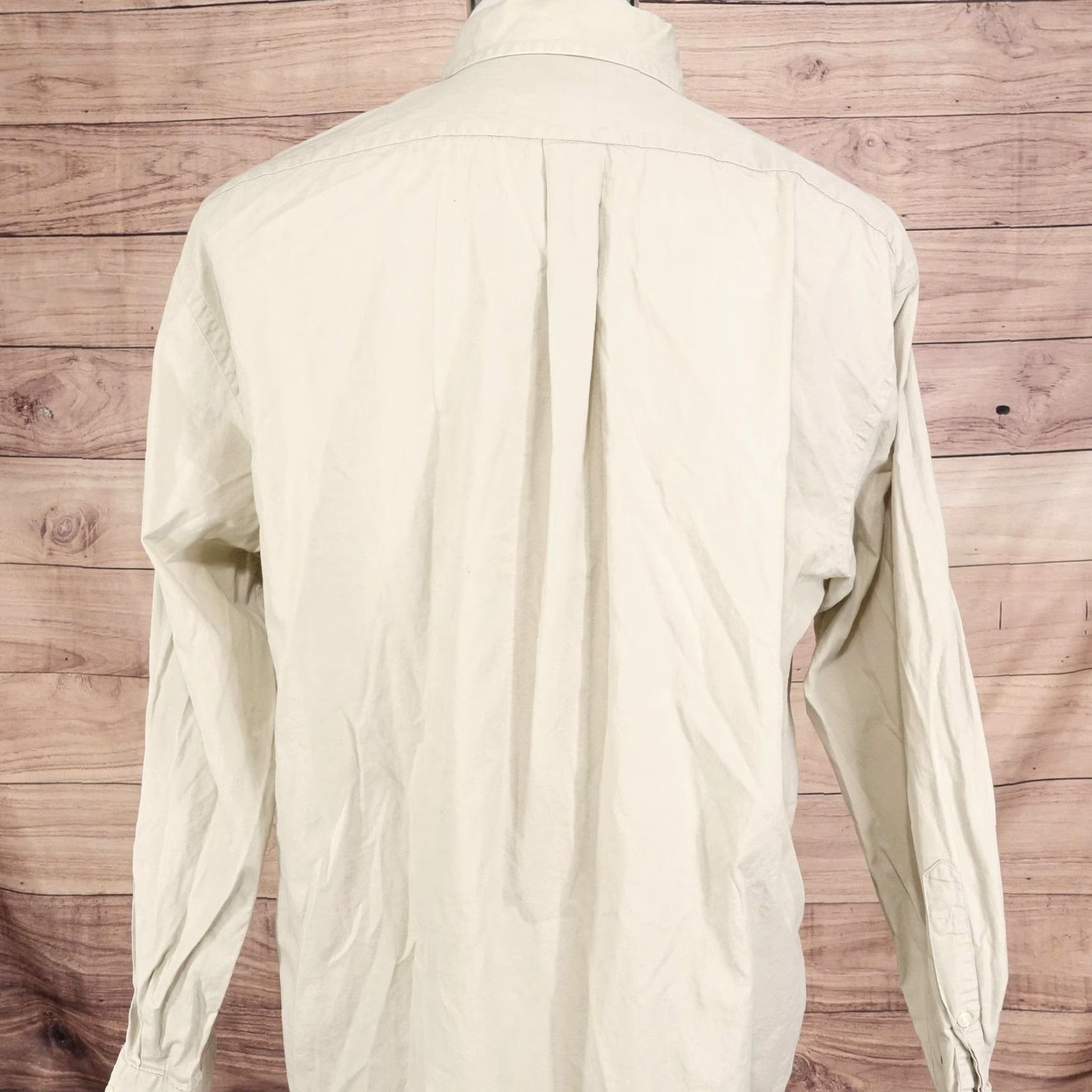 Cremieux VINTAGE? (No) Daniel Cremieux Shirt Men Large Button-Down Long Sleeve Pocket Dress Shirt Beige 100% Cotton Mens L Beige Dress Shirt Size 42R - 4 Thumbnail