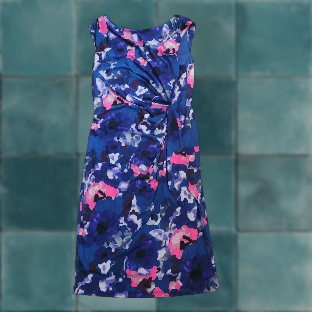 Vintage Coast Womens Floral Sheath Dress Sleeveless Pink Blue Size 8 Cocktail Party Knee Length Size M / US 6-8 / IT 42-44 - 1 Thumbnail
