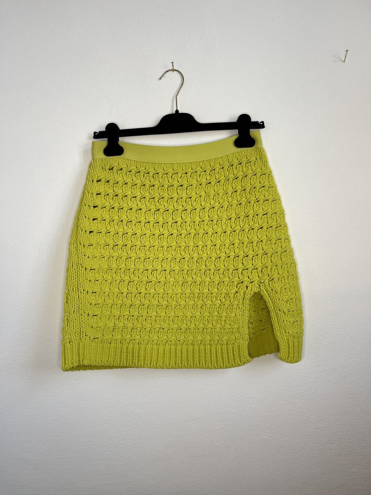 Image of Bottega Veneta Green Knit Chenille Miniskirt, Women's (Size 30)