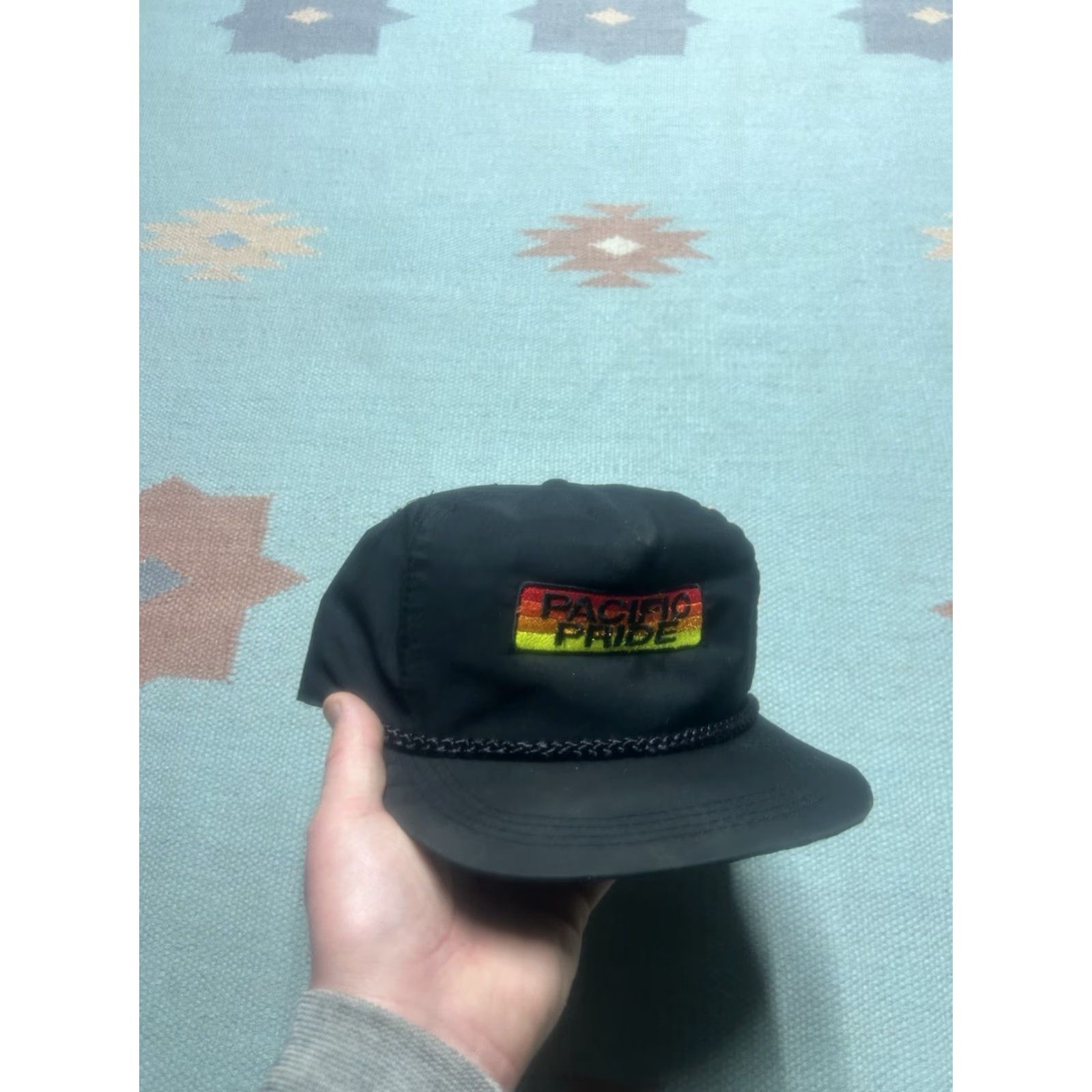 GAS VINTAGE Pacific Strapback Hat Cap Pride Gas Embroidered Adjustable Black Fuel Men Size ONE SIZE - 2 Thumbnail