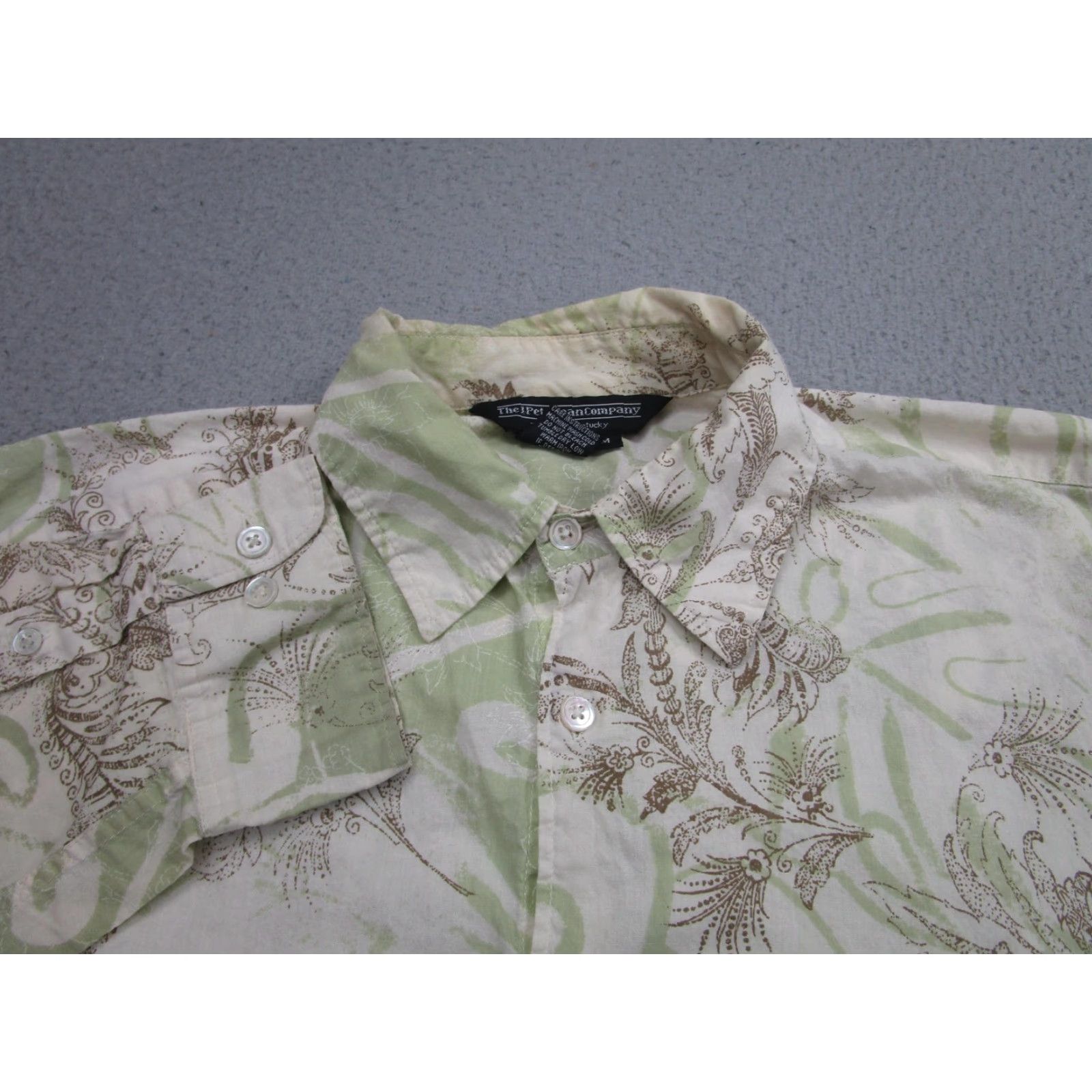Vintage The J Peterman Company Shirt Mens Medium Green Beige Floral Button Up Cotton Size US M / EU 48-50 / 2 - 3 Thumbnail