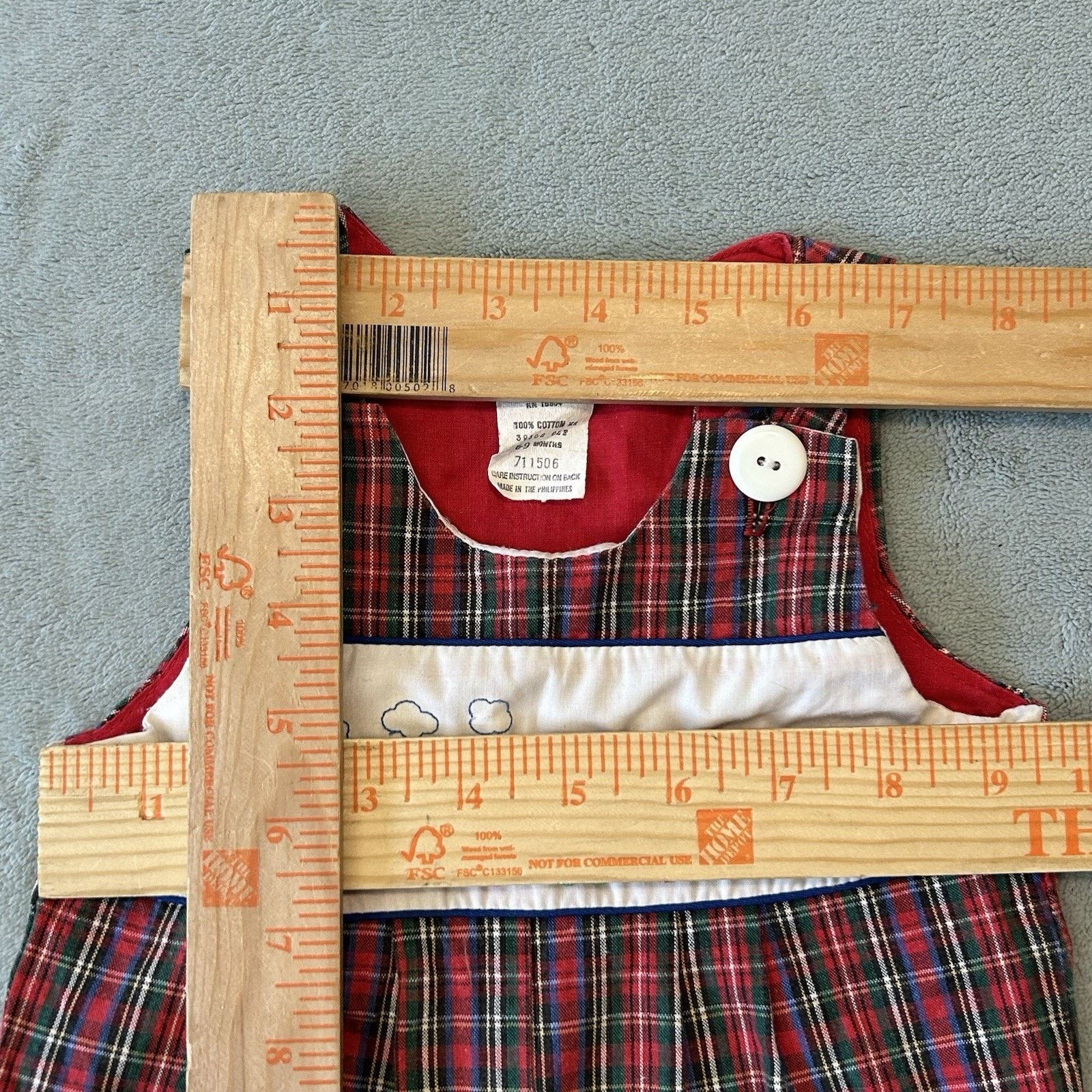 Disney Vintage 90s Plaid Picnic Stripe Romper Baby Toddler 6-9month Size US 26 / EU 42 - 8 Thumbnail