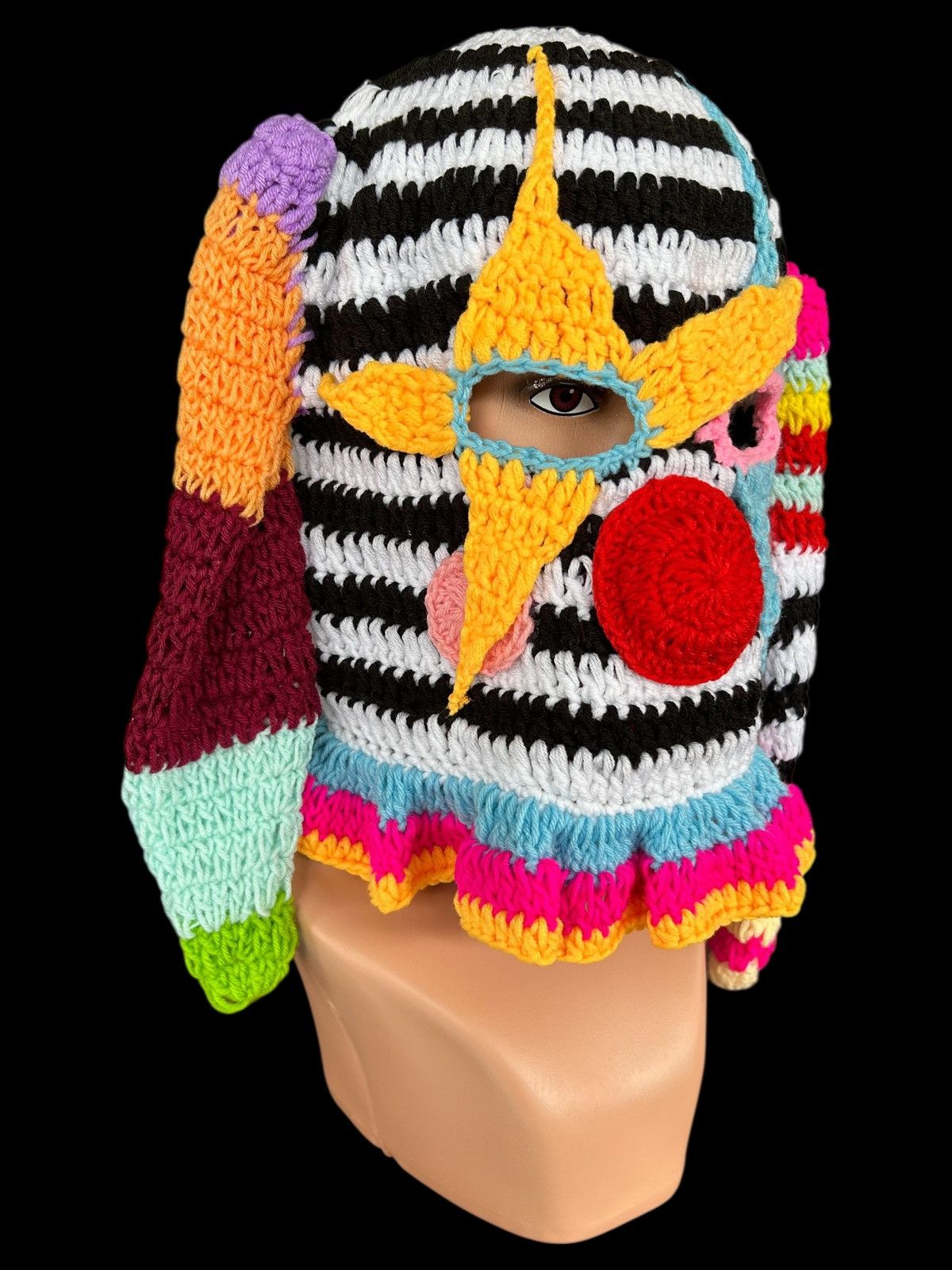 Japanese Brand × Kapital × Vintage Very Rare Crochet Knitted Handmade Balaclava Masked Stripe Size ONE SIZE - 1 Thumbnail