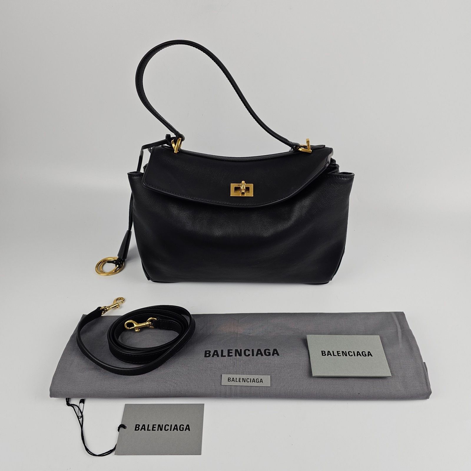 Balenciaga BALENCIAGA Rodeo Small $3650 Black Smooth Leather Shoulder B Size ONE SIZE - 1 Thumbnail