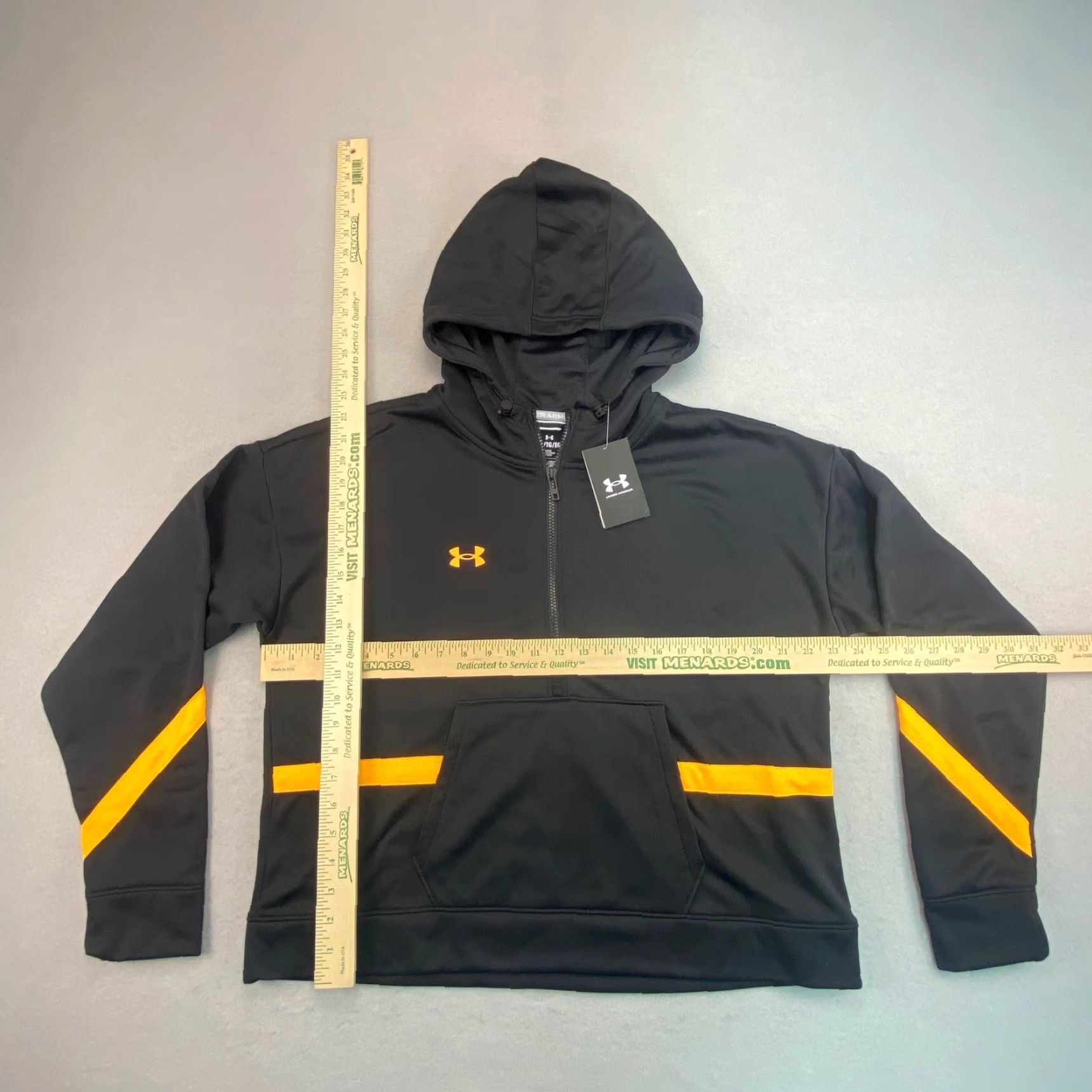 Under Armour Under Armour Hoodie Women's XL 1/2 Zip Black Orange Stripe Pullover Raglan Pocket Logo Loose Fit Activewear Casual Sportswear Size XL / US 12-14 / IT 48-50 - 3 Thumbnail