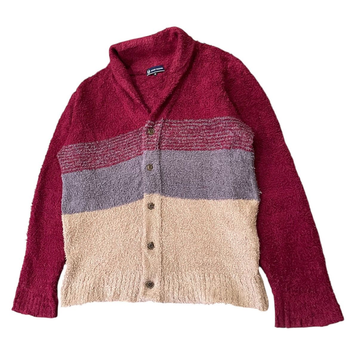 Sergio Tacchini Sergio Tacchini Mohair-Style Fuzzy Cardigan | Burgundy Beige Size US M / EU 48-50 / 2 - 3 Thumbnail