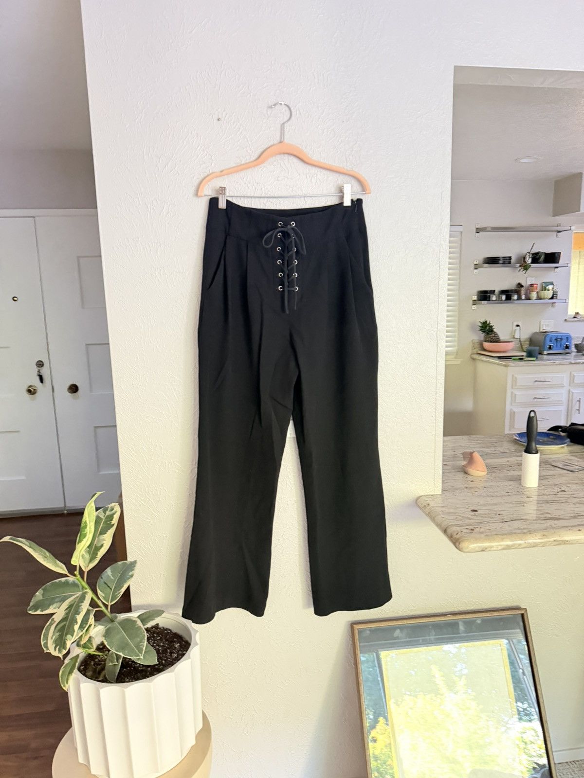A.L.C. A.L.C. Estrada high waisted wide leg black trouser pants 10 Size 32" / US 10 / IT 46 - 15 Thumbnail
