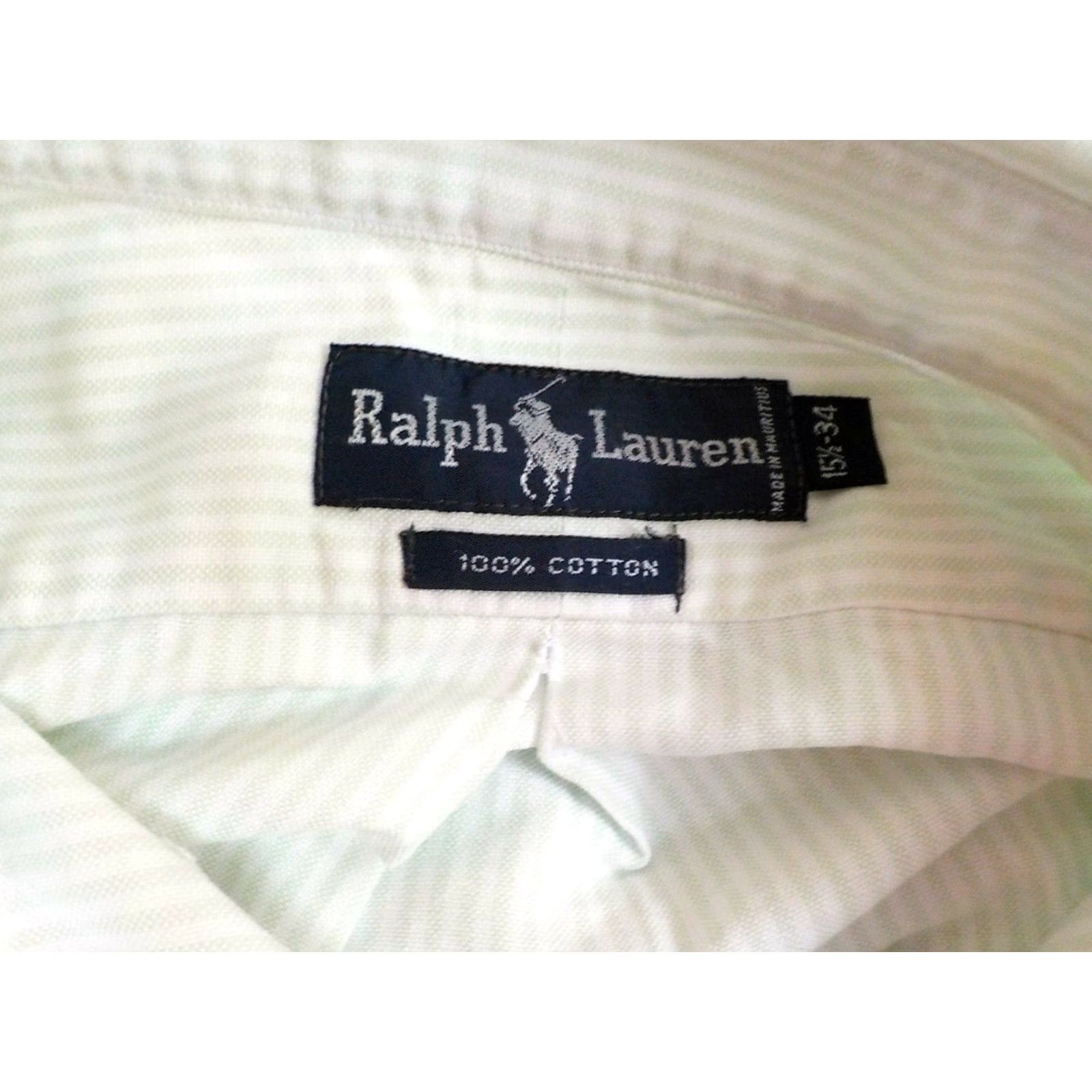 Ralph Lauren Ralph Lauren Button-Front Shirt 15 1/2 100% Cotton Green White Striped Button-Up Mens Shirt Size US M / EU 48-50 / 2 - 4 Thumbnail