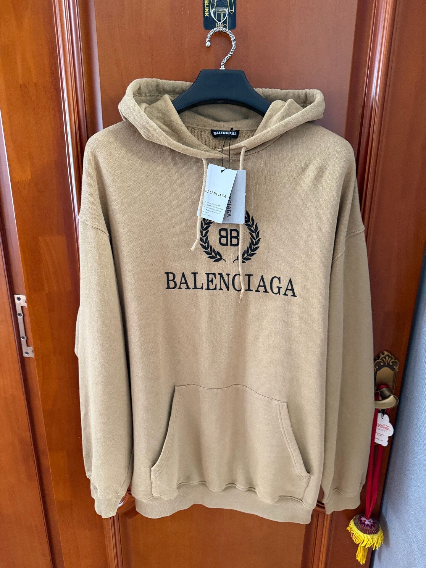 Balenciaga balenciaga khaki hooded sweatshirt with tag Size US L / EU 52-54 / 3 - 1 Thumbnail
