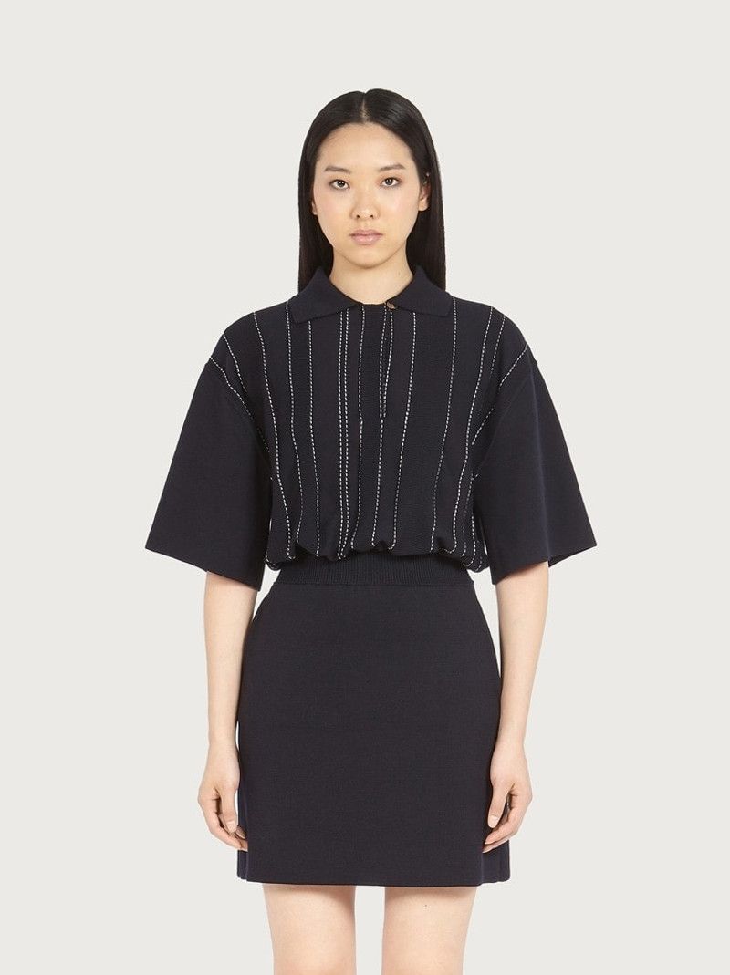 Salvatore Ferragamo o1y0326 Mini Dress in Black/White Size M / US 6-8 / IT 42-44 - 2 Thumbnail