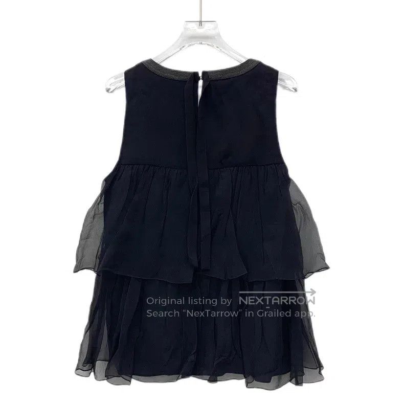 Brunello Cucinelli Brunello Cucinelli Black sequined silk round-neck sleevele Size M / US 6-8 / IT 42-44 - 2 Thumbnail