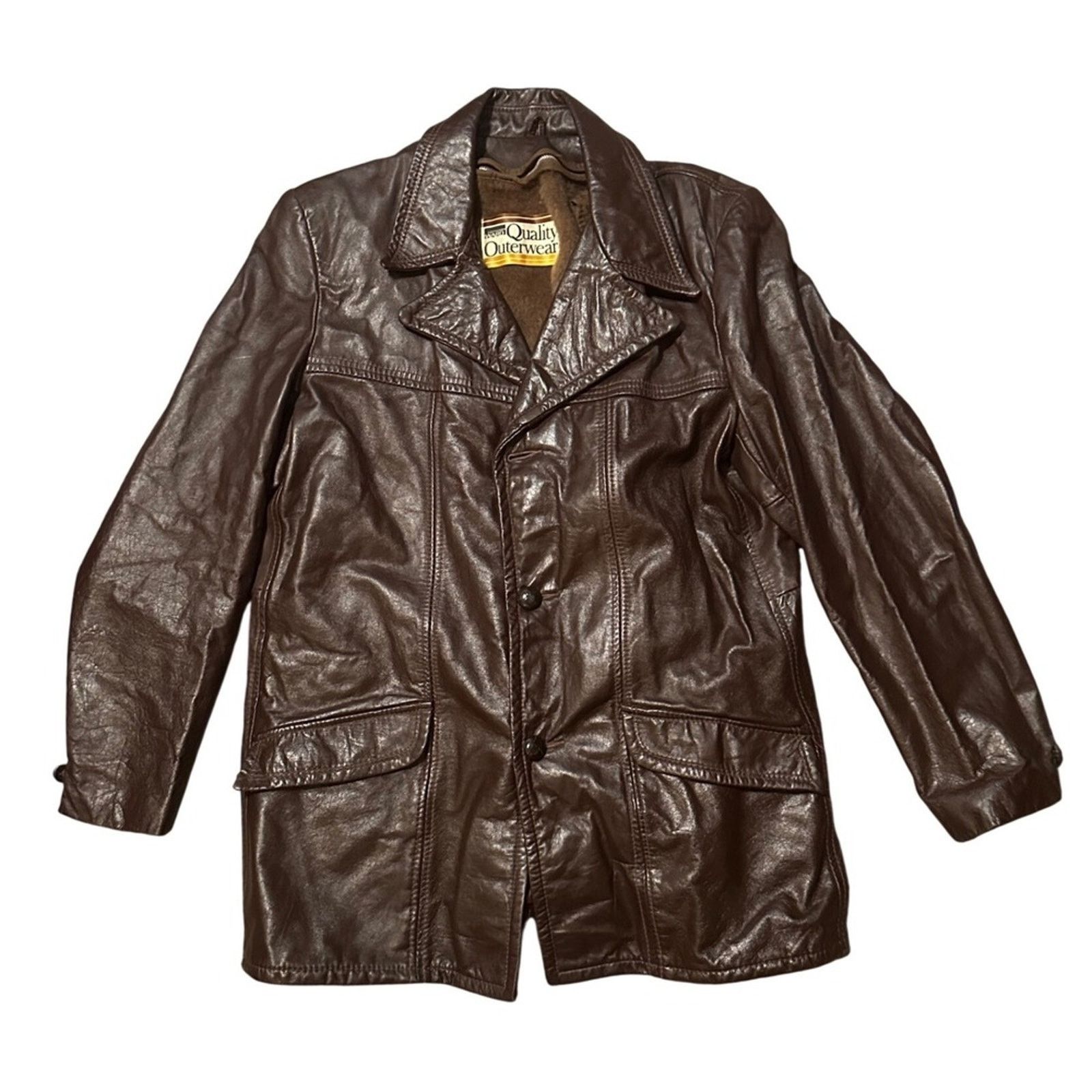 Original Montgomery × Vintage Mens Montgomery Ward Quality Leather Jacket Size 42 Regular Size US L / EU 52-54 / 3 - 1 Thumbnail
