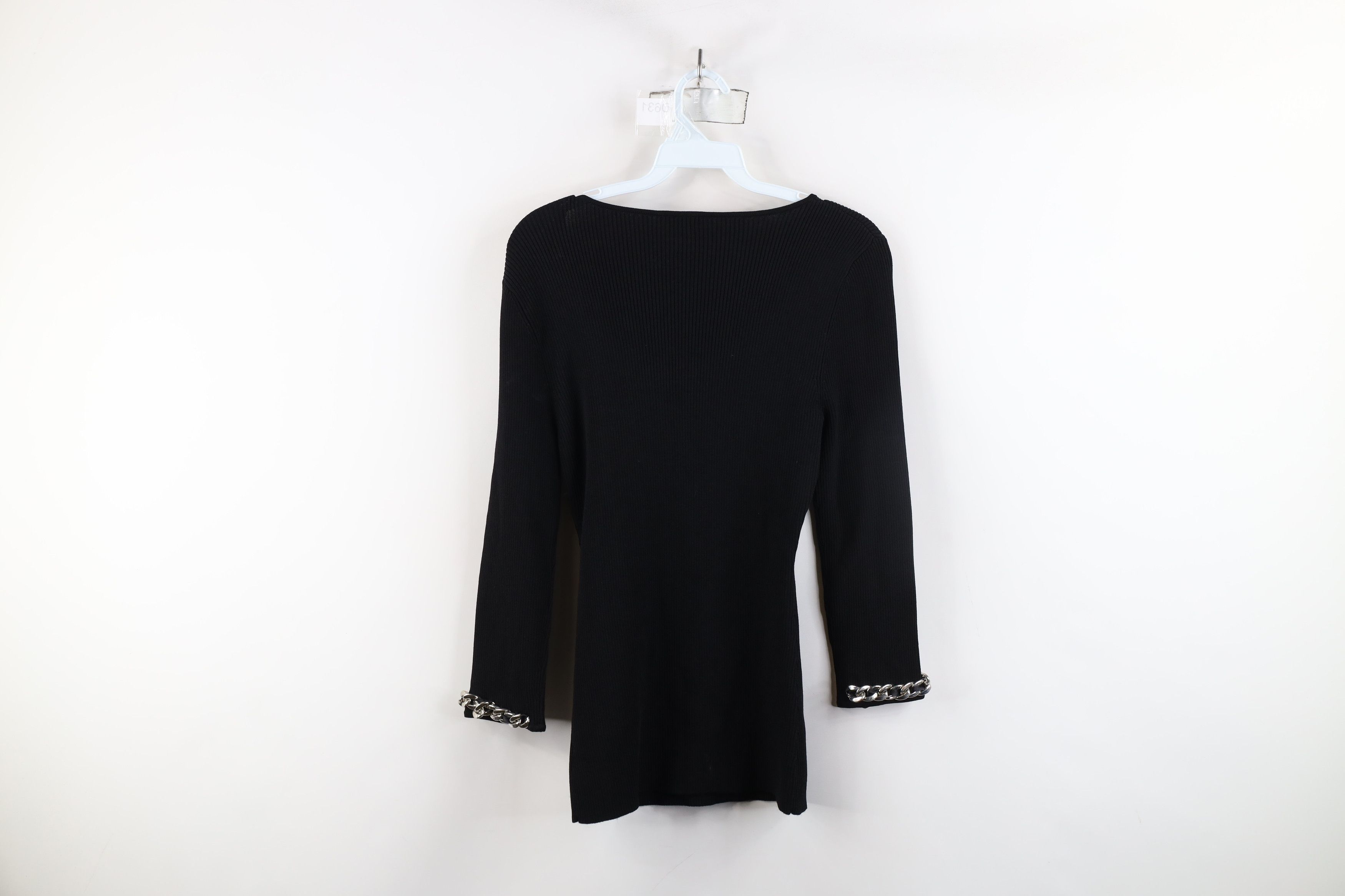 Vintage Vintage 90s Cache Ribbed Knit Cuban Link Knit Sweater Size M / US 6-8 / IT 42-44 - 11 Thumbnail