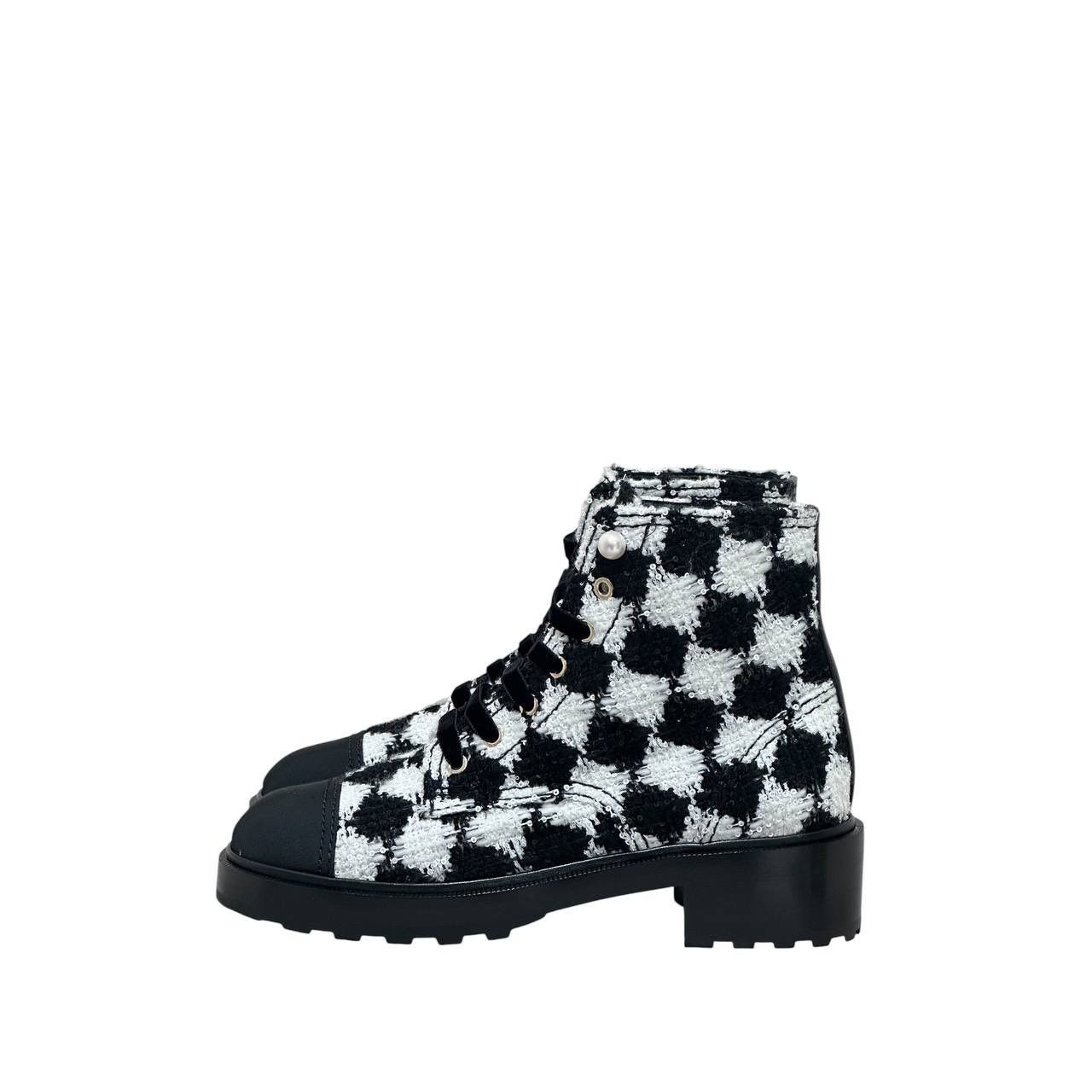 Chanel NWOB Chanel Grosgrain Tweed Combat Boots - Sz 41 Size US 11 / IT 41 - 1 Thumbnail