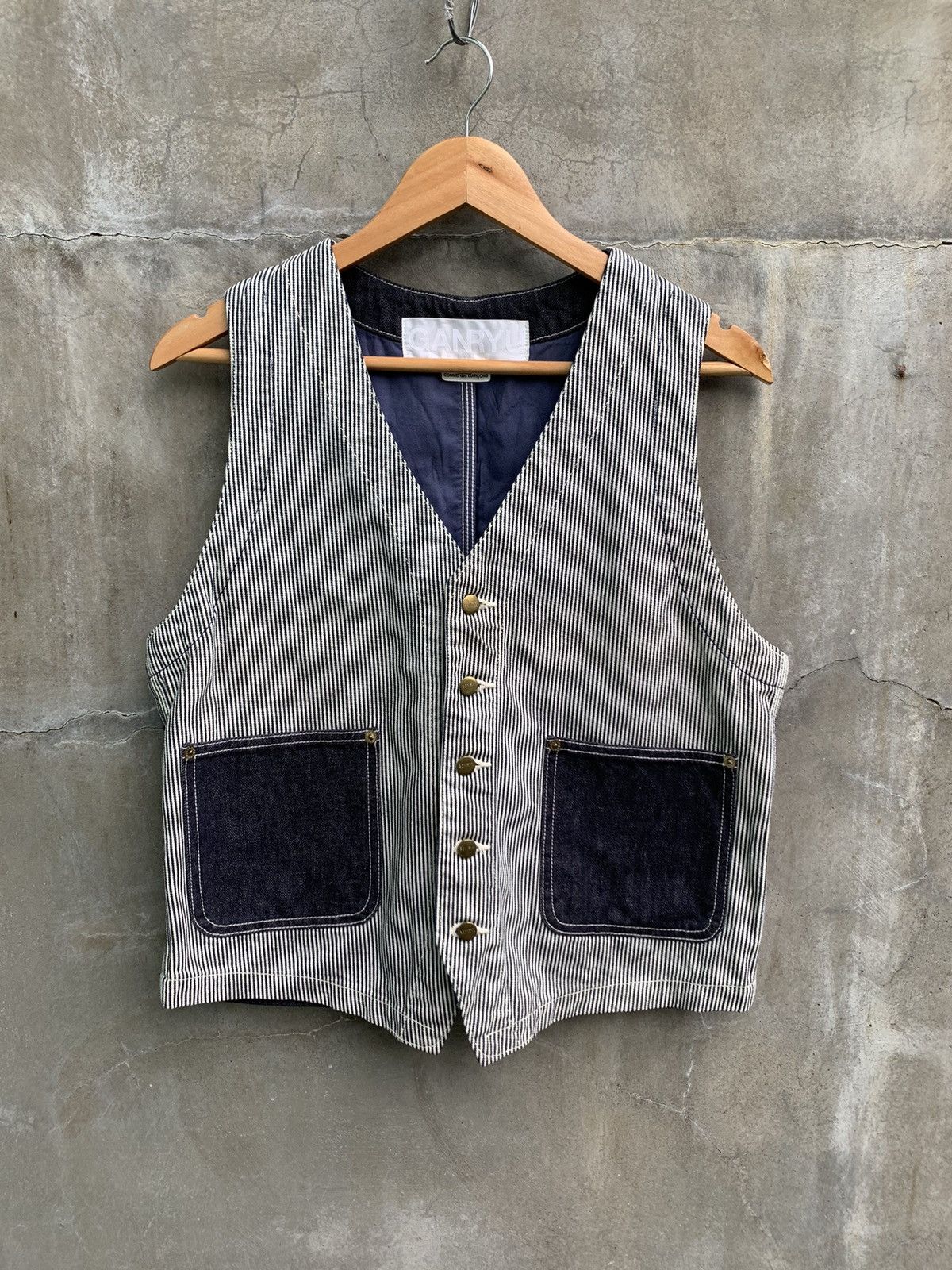 Comme des Garcons Ganryu SS17 RUNWAY Hickory Denim Switching Vest Size US S / EU 44-46 / 1 - 2 Thumbnail