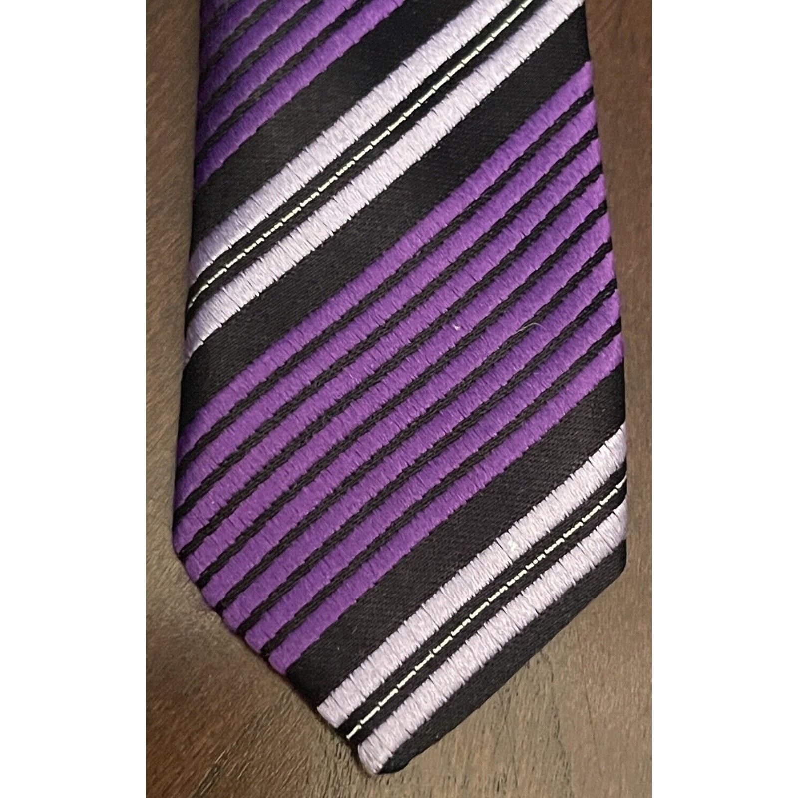 Calvin Klein Calvin Klein Purple Black 100% Silk Made In China Size ONE SIZE - 6 Thumbnail