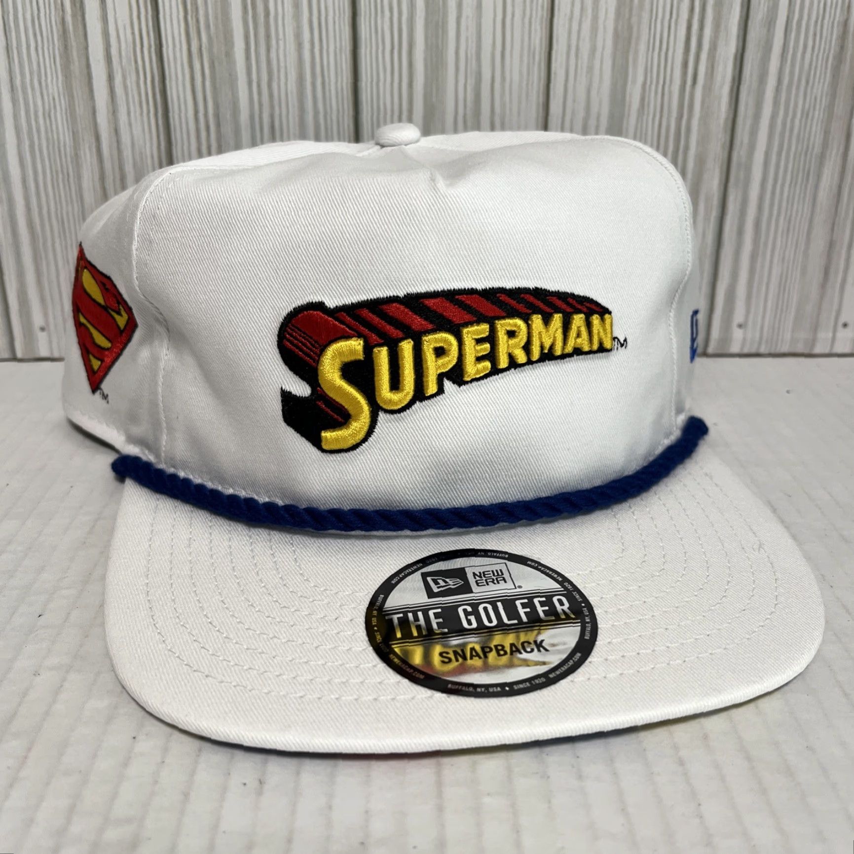 New Era New Era Superman Hat Cap Snap Back Rope DC Superhero Comics Hat Men White Navy Adjustable Breathable Knit Cotton Polyester Snapback Cap Size ONE SIZE - 5 Thumbnail