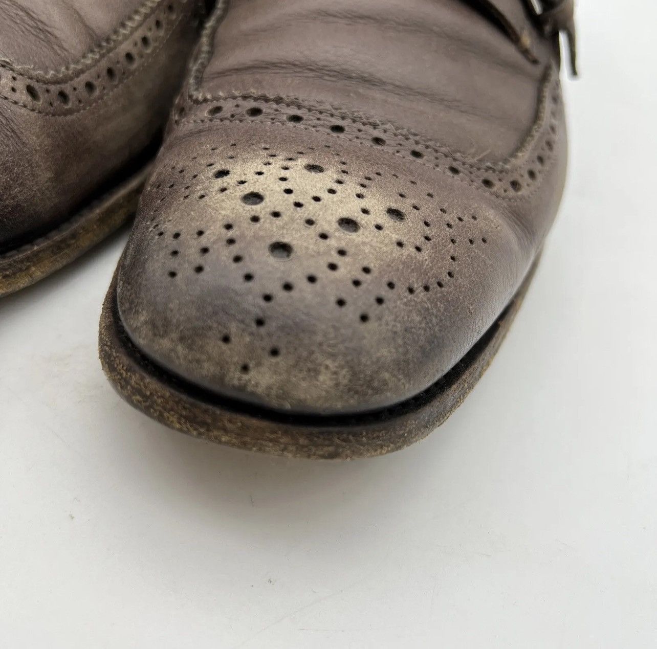 Prada PRADA Perforated Double Monk Strap Leather Oxfords Size US 9 / EU 42 - 4 Thumbnail