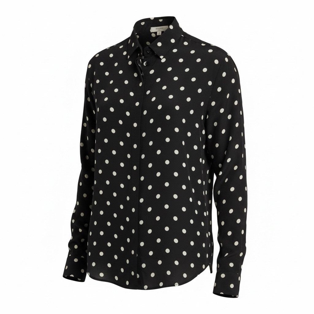Classic Crepe Polka Dot Top size FR 36 Long Sleeve Button-Up