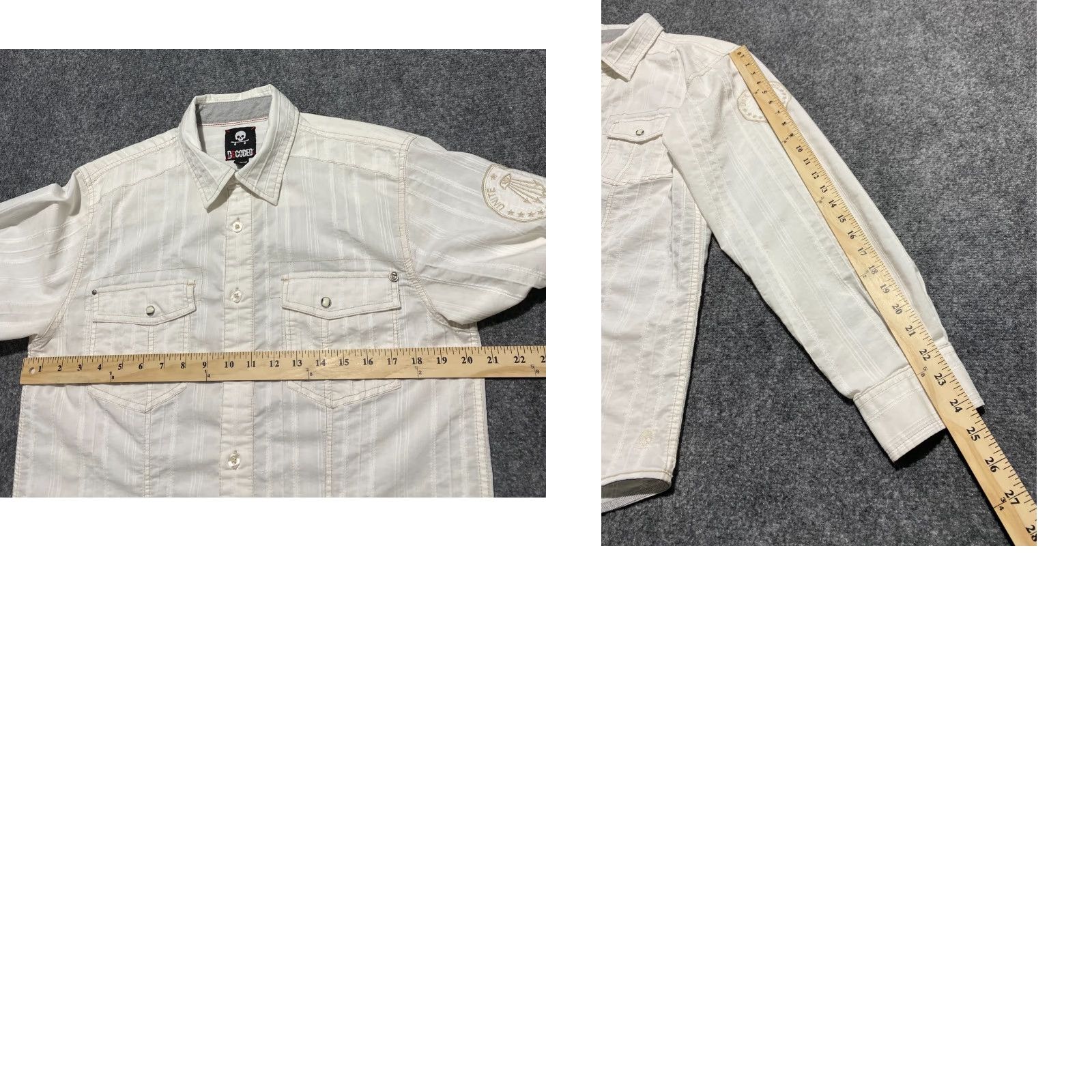 Vintage Decoded Mens M White Shirt Casual Western Cowboy Patch Rock Rebel Button-Up Collared Long Sleeve Size US M / EU 48-50 / 2 - 9 Thumbnail