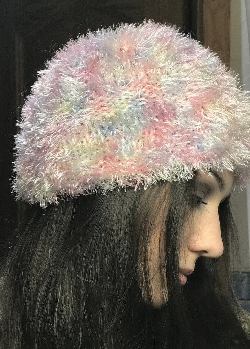Handmade Vintage Rainbow Fluffy Cute Kawaii Knitted Hand Made Hat Size ONE SIZE - 2 Thumbnail