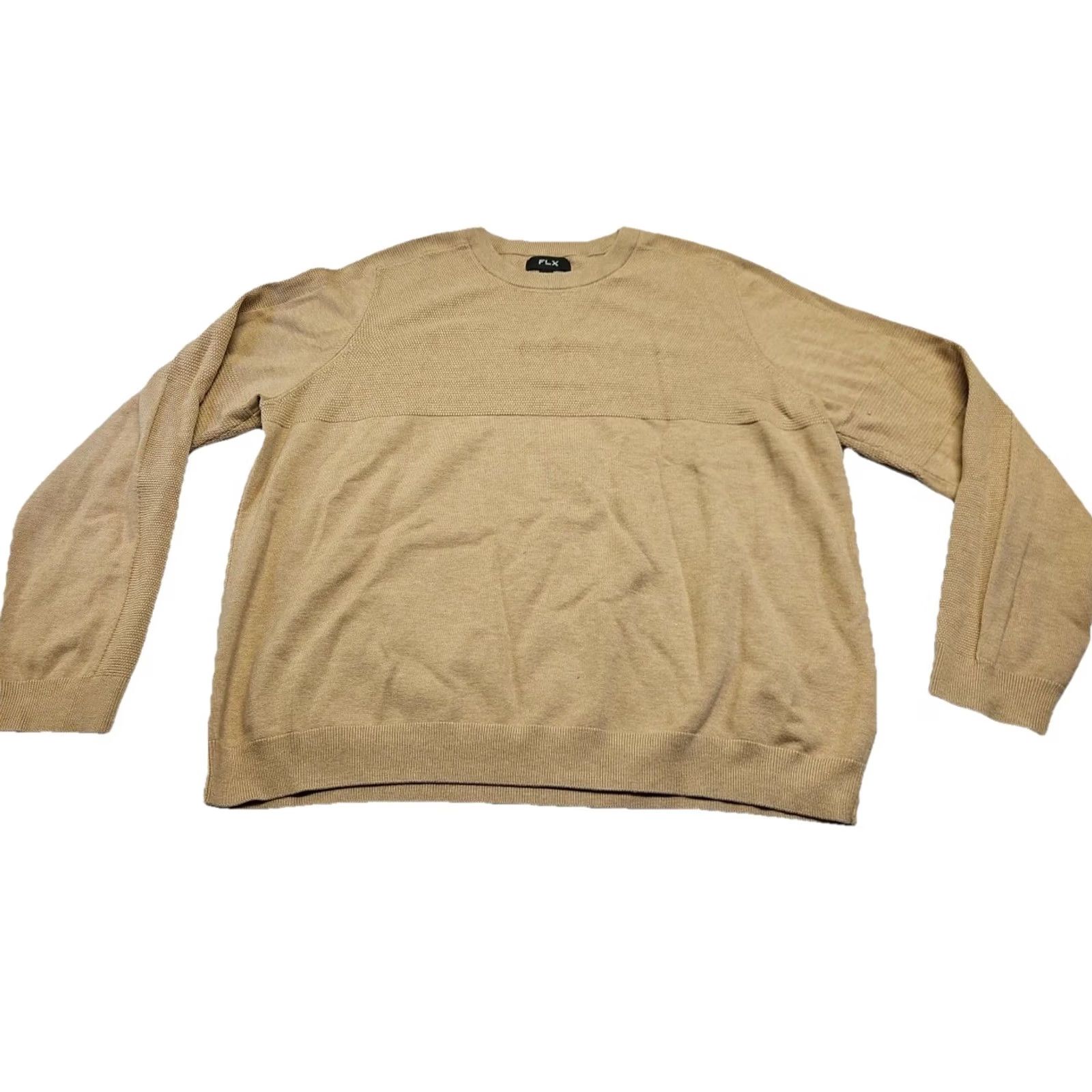 Vintage FLX Men’s XXL Oatmeal Beige Crew Neck Knit Pullover Sweatshirt Casual Mens Sweater Size US XXL / EU 58 / 5 - 2 Thumbnail