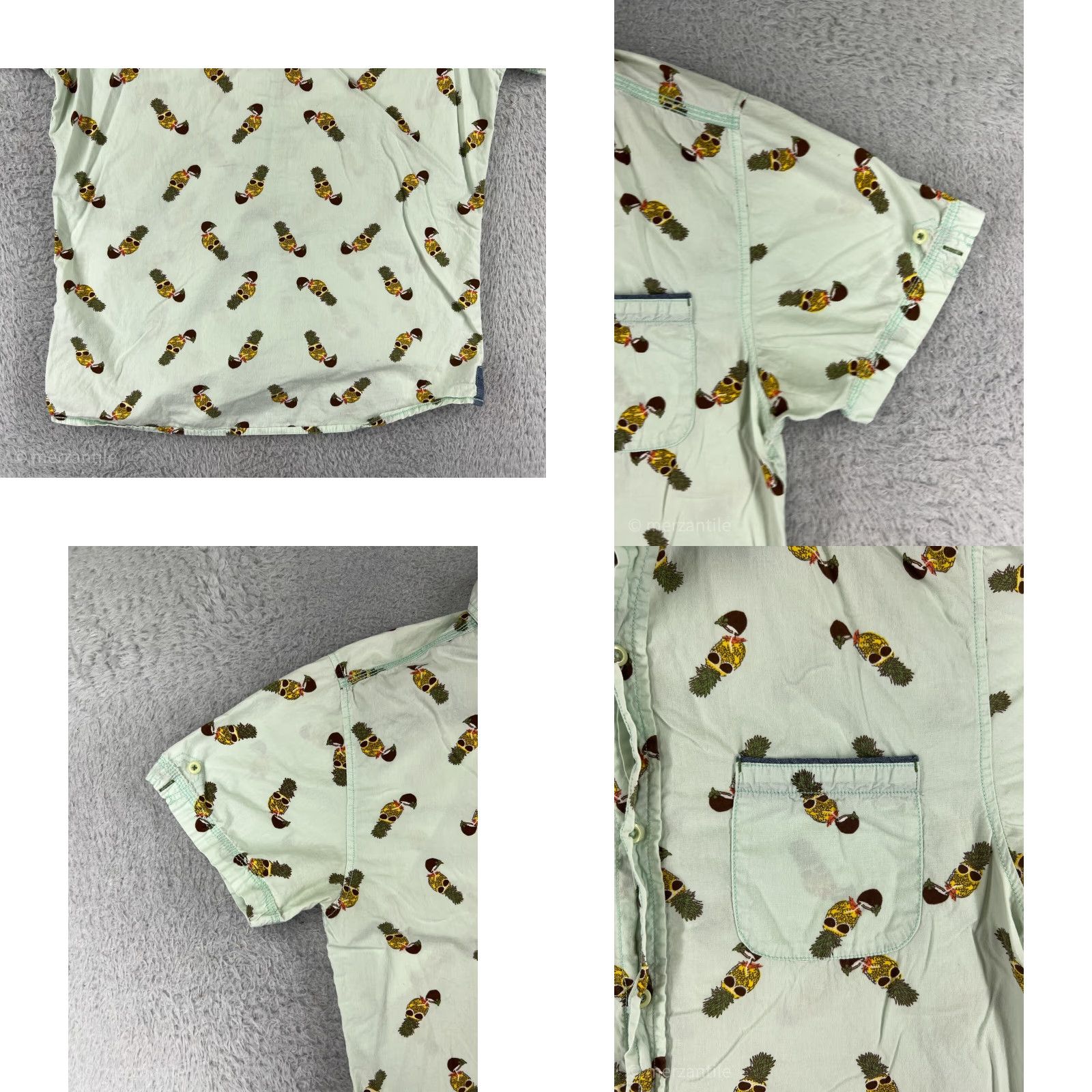 Vintage Good Vibes Shirt Mens Medium Green Button Up Pineapple All Over Print Cocktails Size US M / EU 48-50 / 2 - 8 Thumbnail
