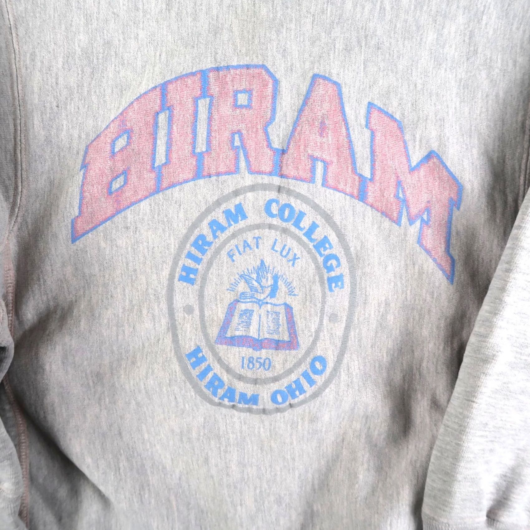Champion VINTAGE Champion Reverse Weave Hiram College Crewneck Sweatshirt Mens M Gray Pink Logo 90s USA Size US M / EU 48-50 / 2 - 3 Thumbnail