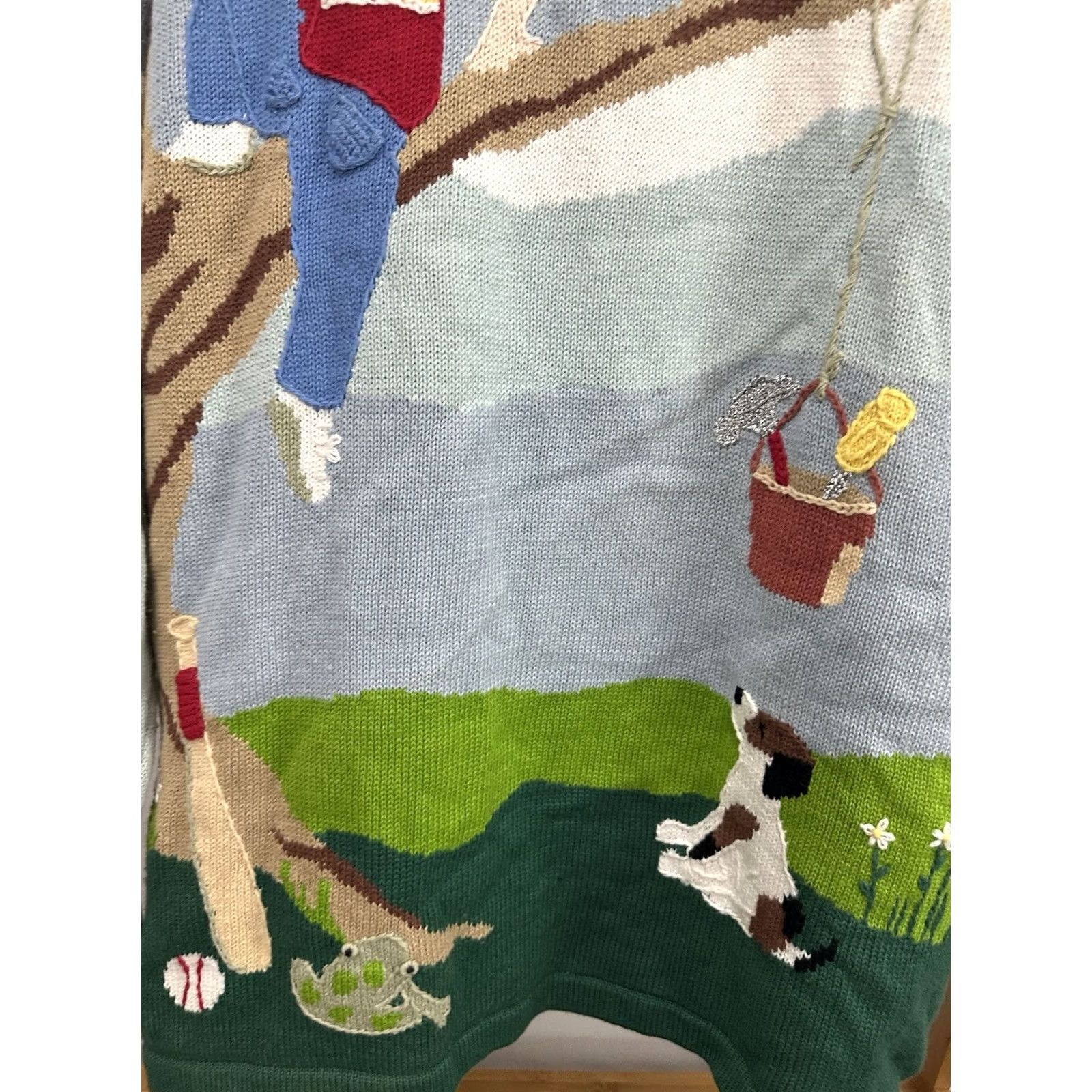 Vintage NWT VTG Storybook Knits Picnic Swing Park Tree AOP Kawaii Cardigan Sweater 1X Size XL / US 12-14 / IT 48-50 - 7 Thumbnail