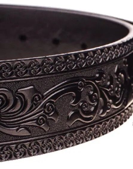 Japanese Brand Mikami x Nami Retro brown carved leather belt Size ONE SIZE - 8 Thumbnail